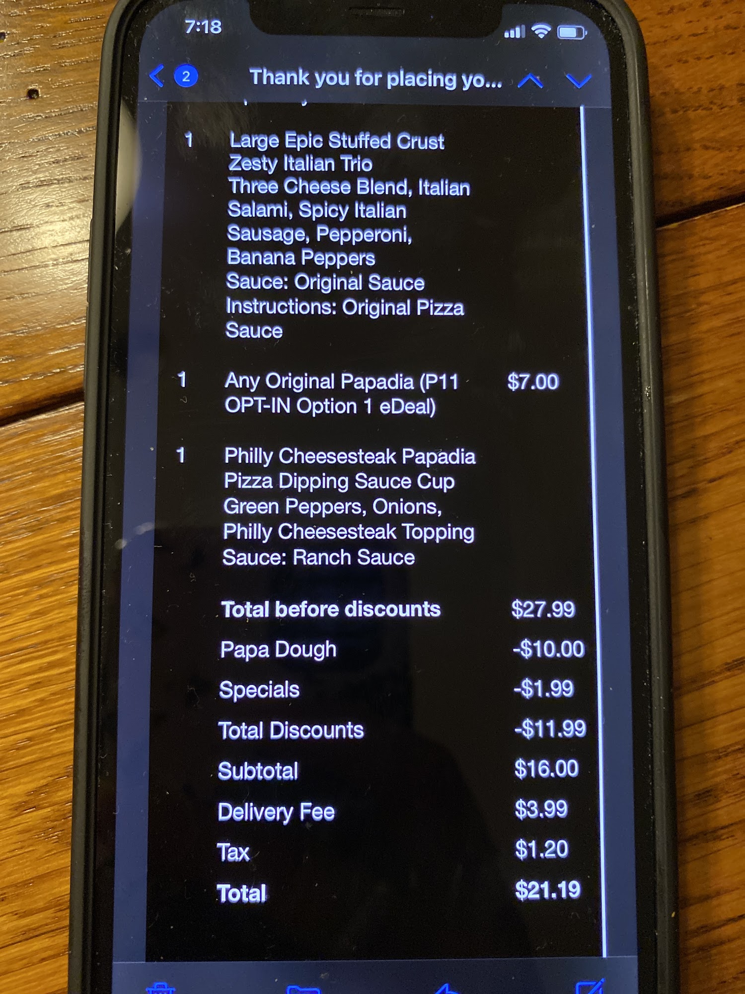 Papa Johns Pizza Menu