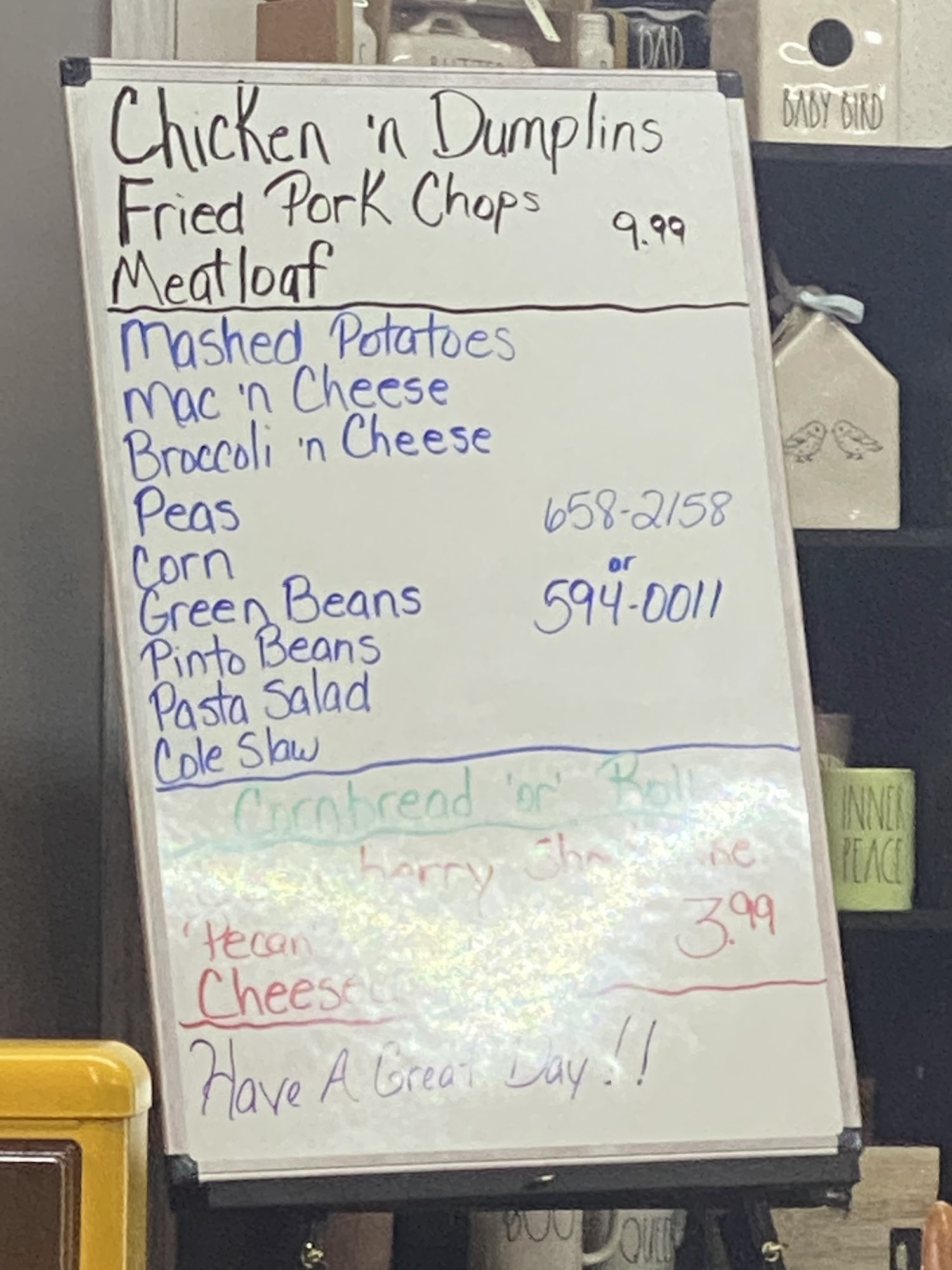 Wayside Restaurant Menu