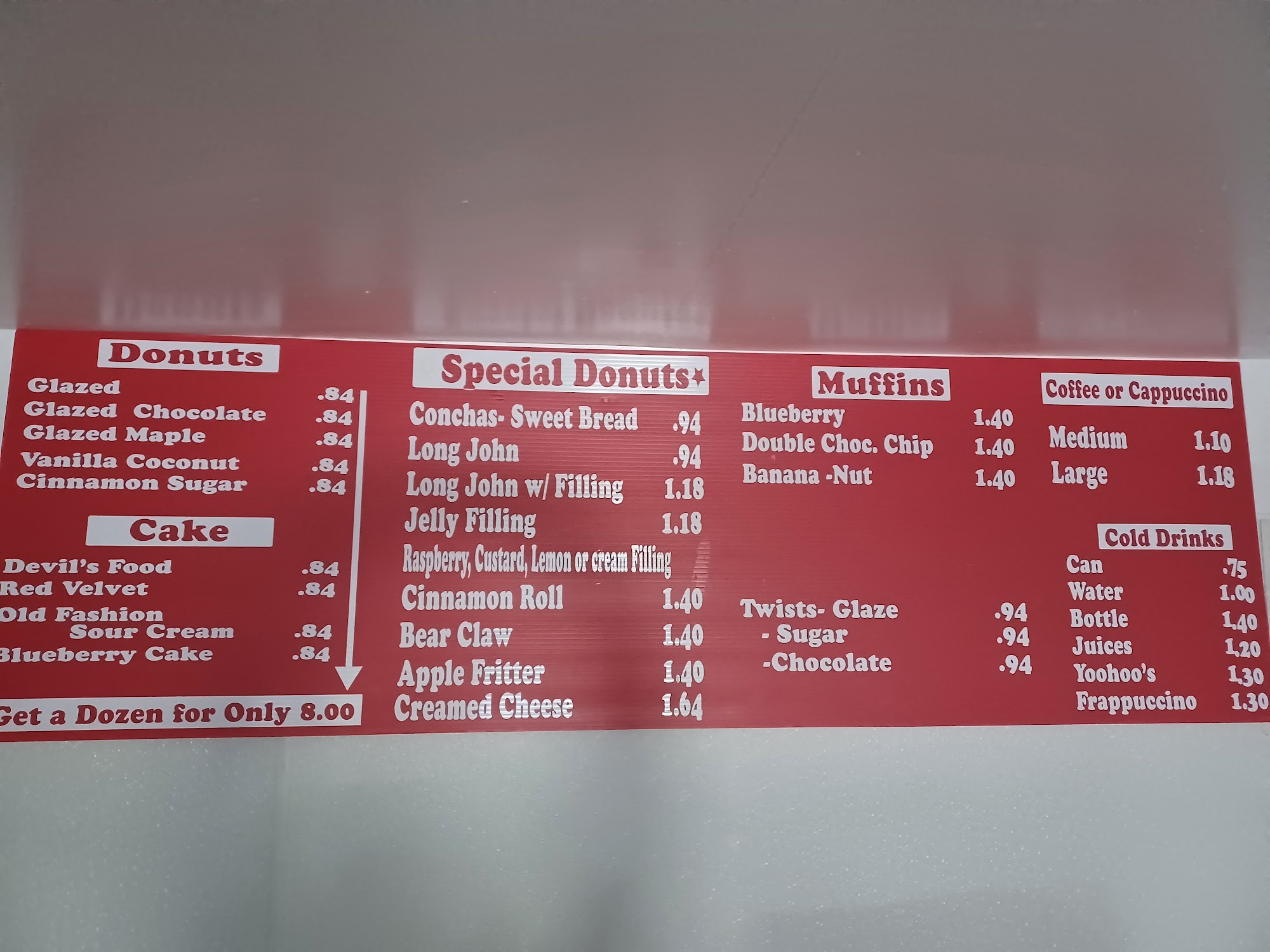 Paris Frank’s Donuts Menu