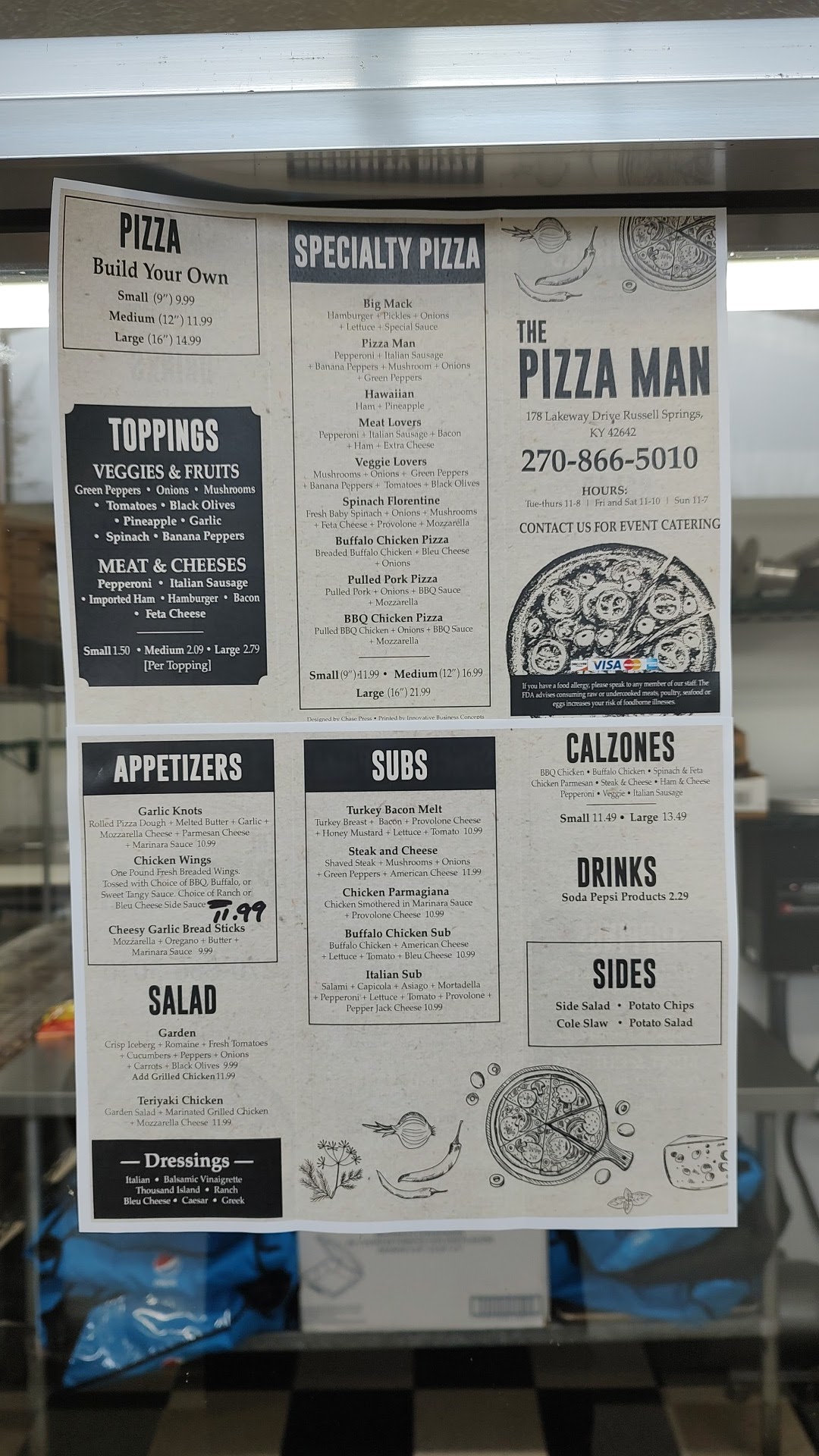 The Pizza Man Menu