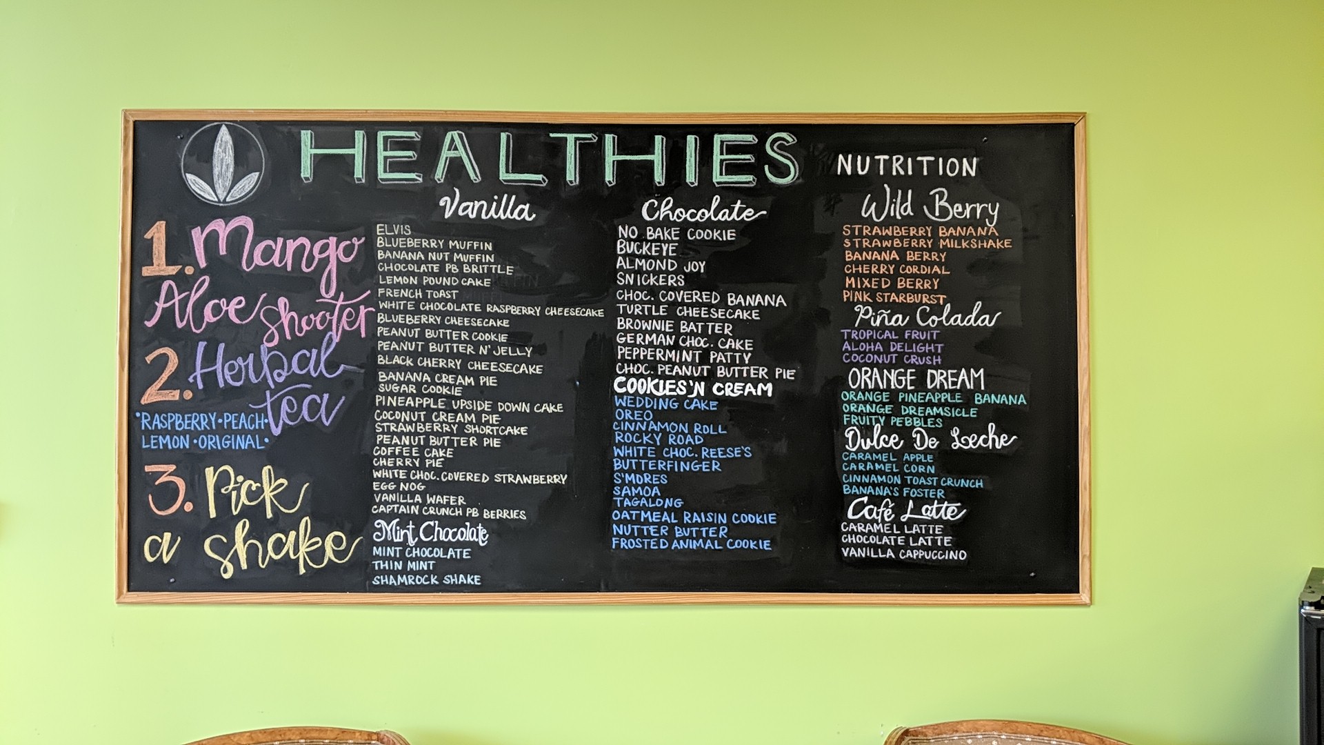 In the Saddle Nutrition Menu