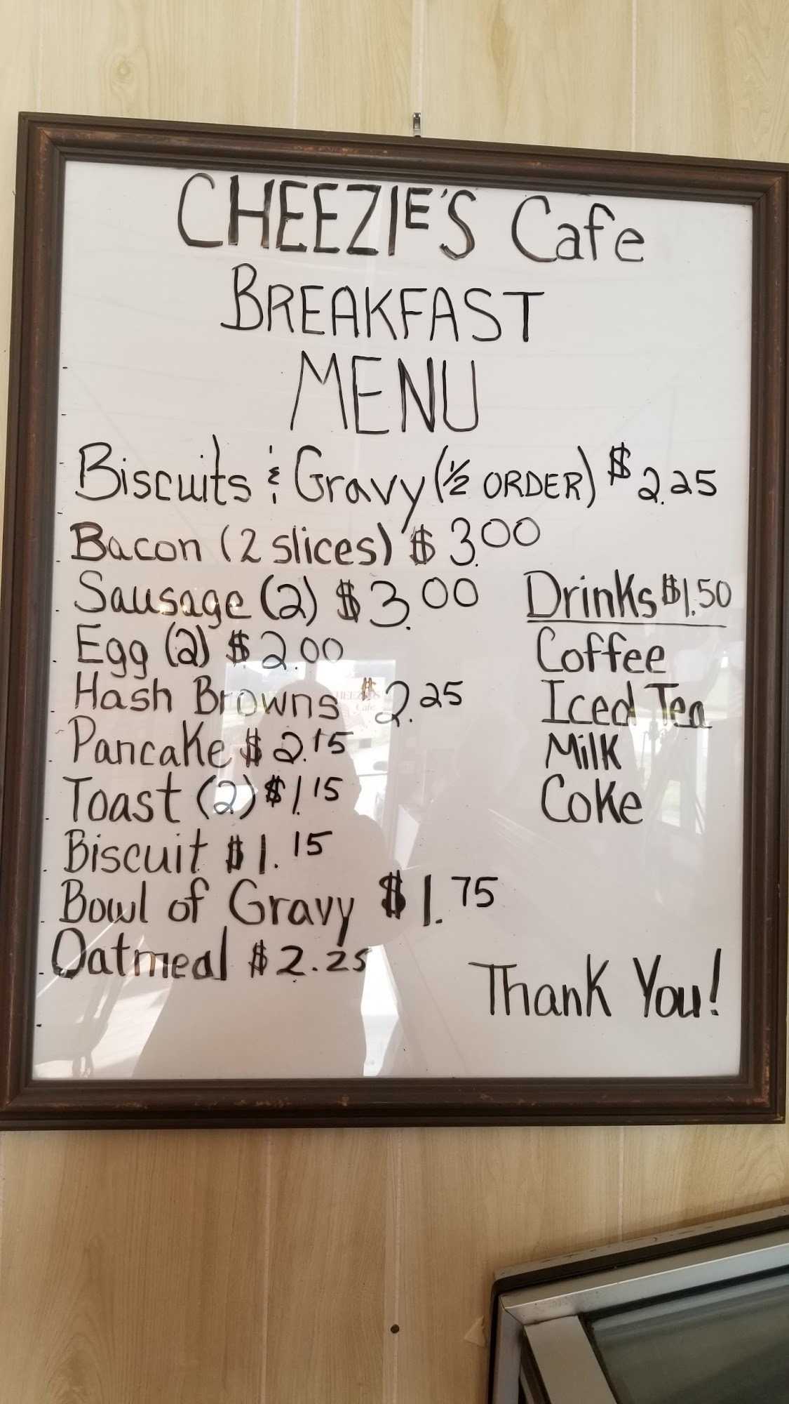 Cheezie's Cafe Menu
