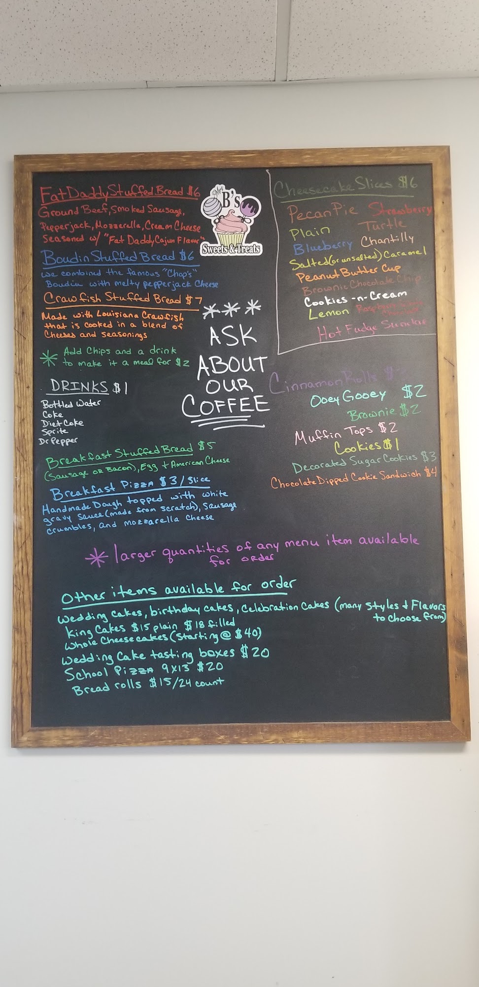 Mrs B's Sweets and Treats Menu