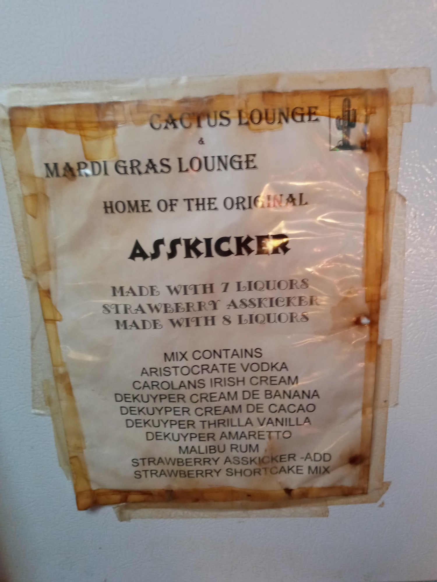 Cactus Lounge Menu