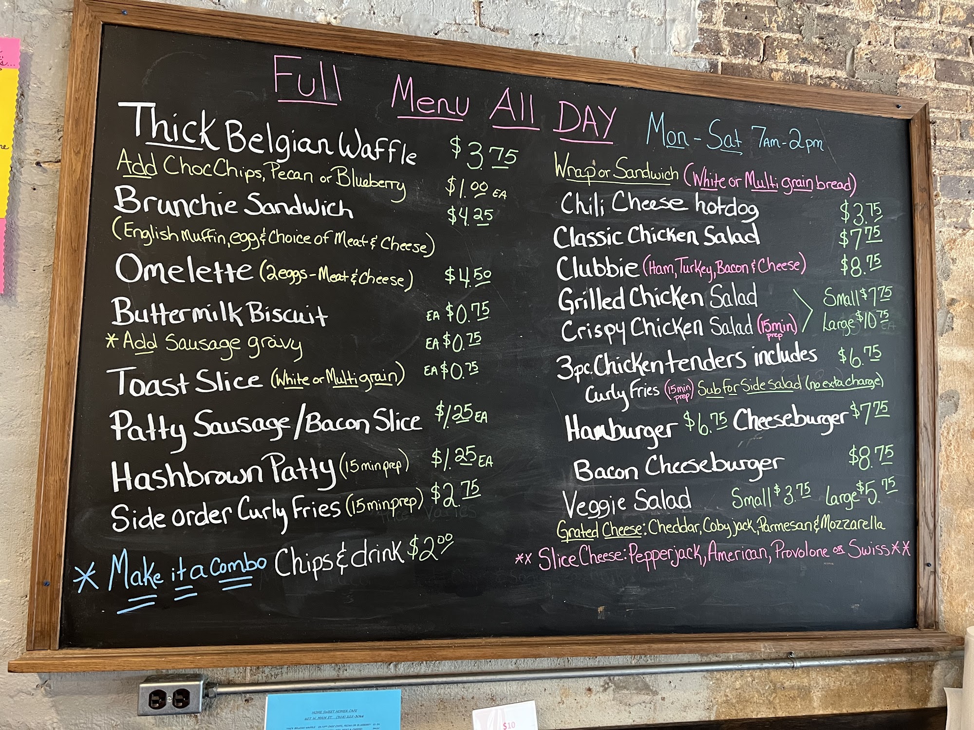 Home Sweet Homer Cafe Menu