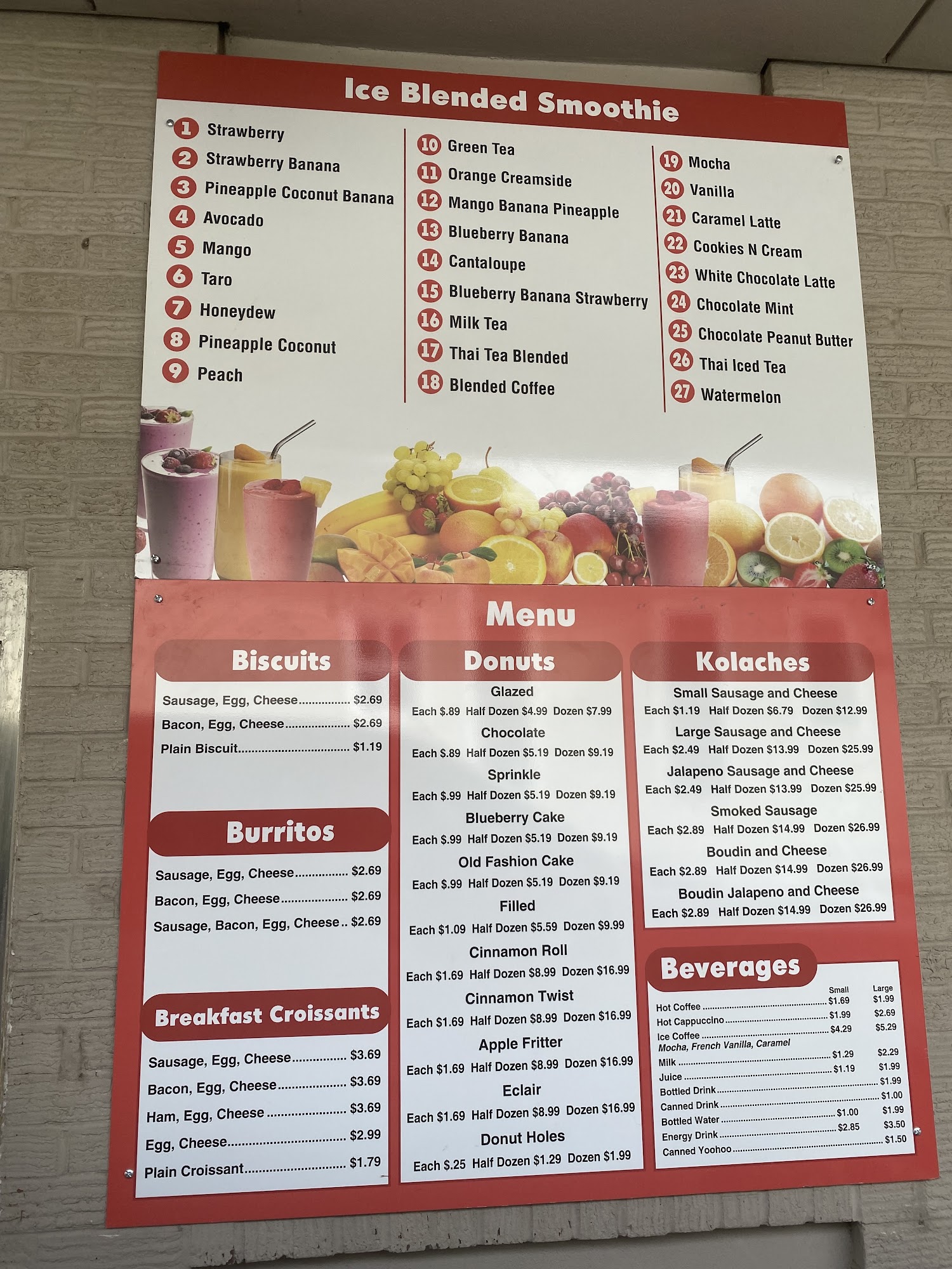 Jayden Fresh Donuts Menu