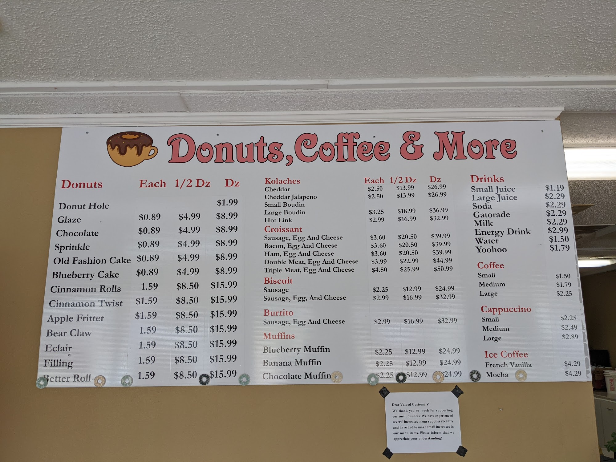 Donuts, Coffee & More Menu