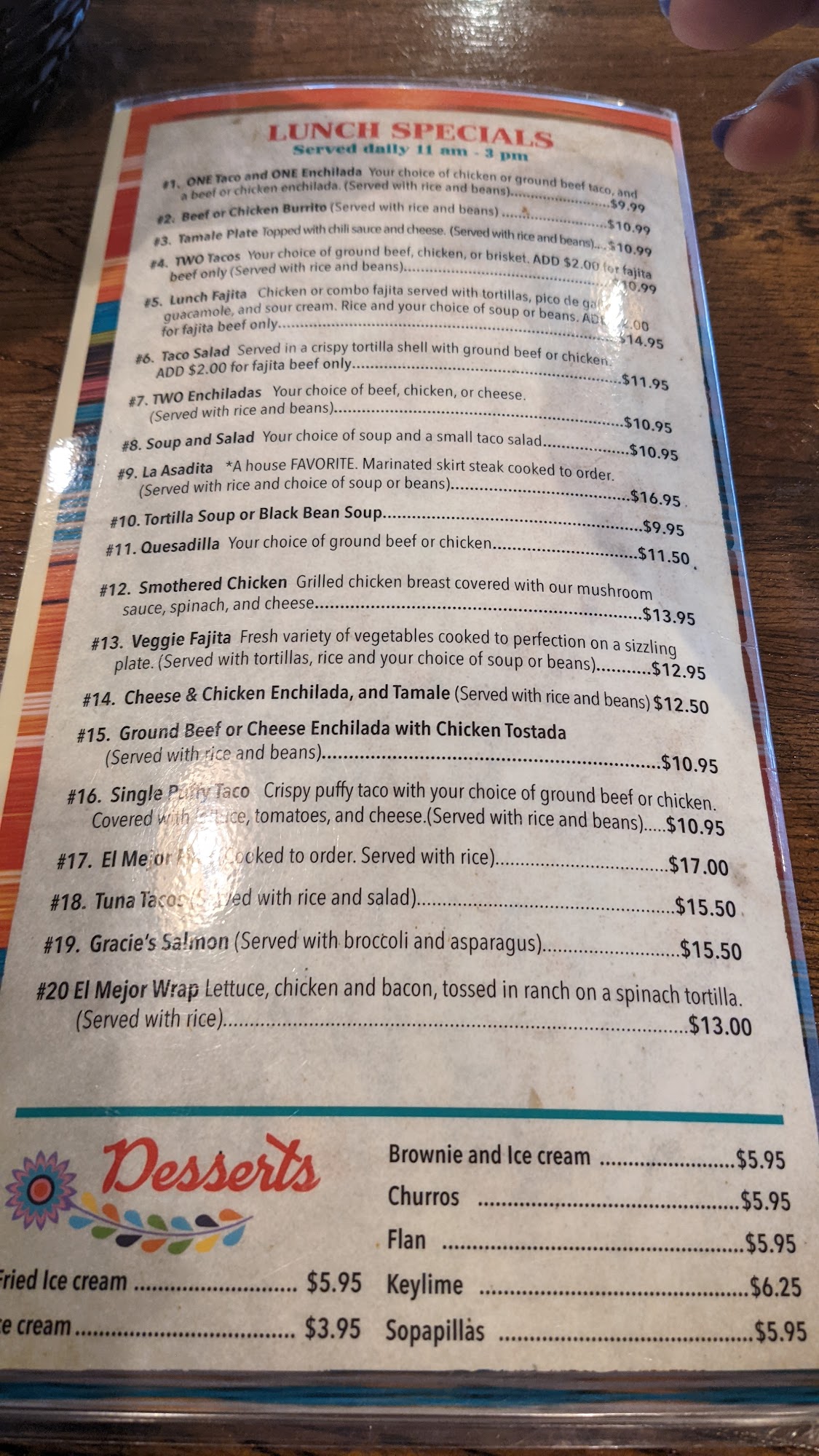El Mejor Mexican Bar and Grill Menu