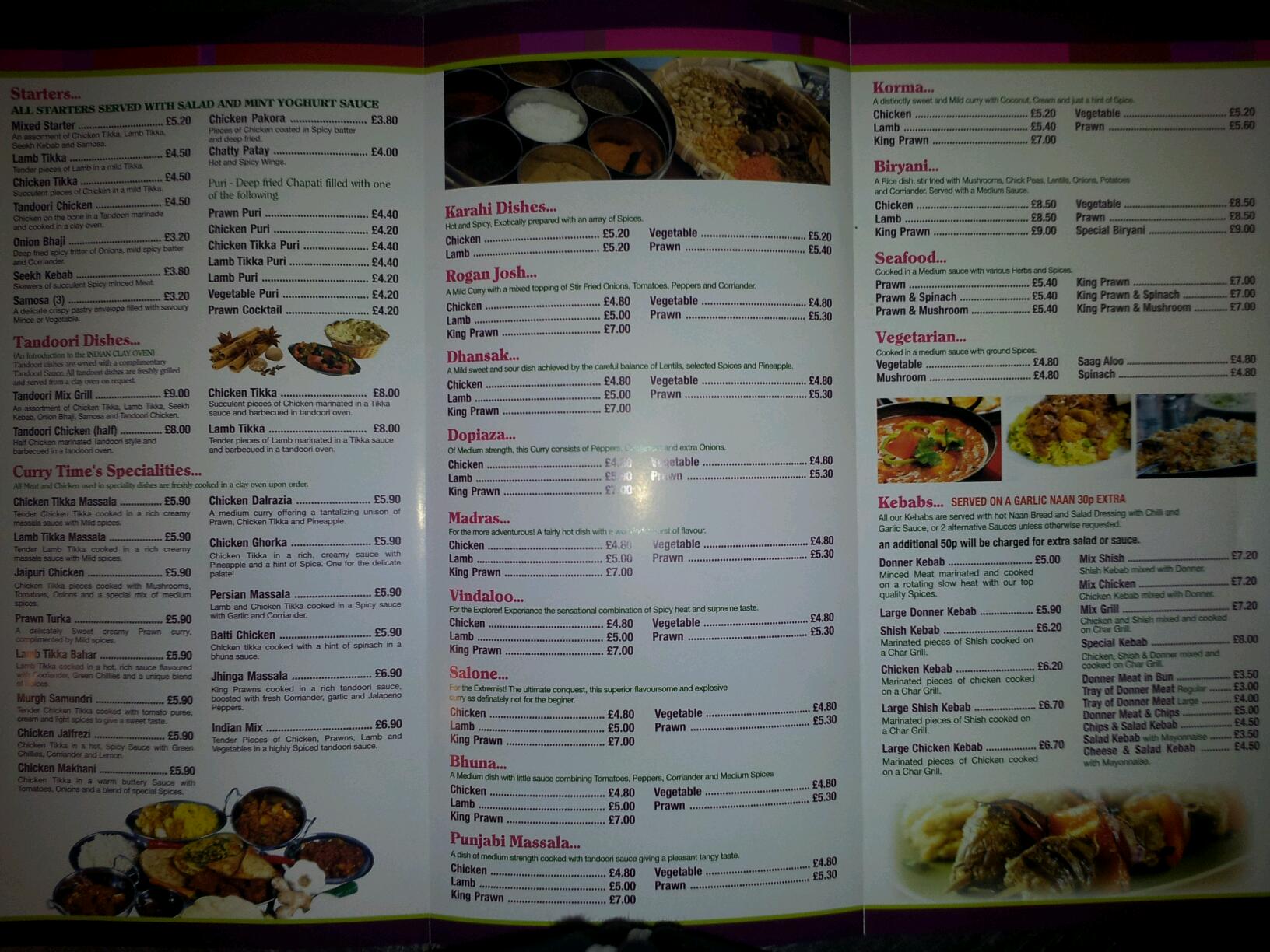 Curry Time Menu