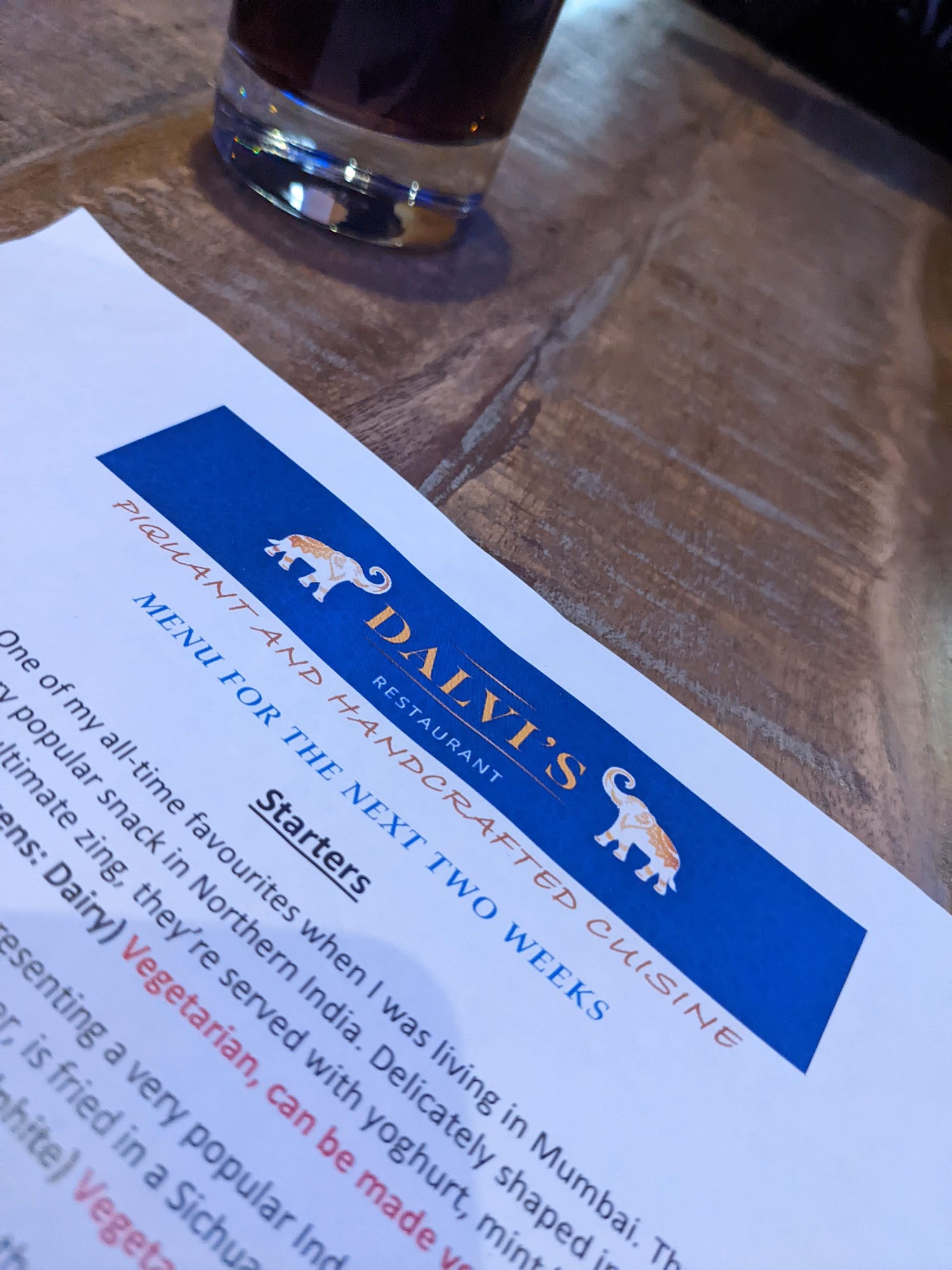 Dalvee Restaurant- Poulton Menu