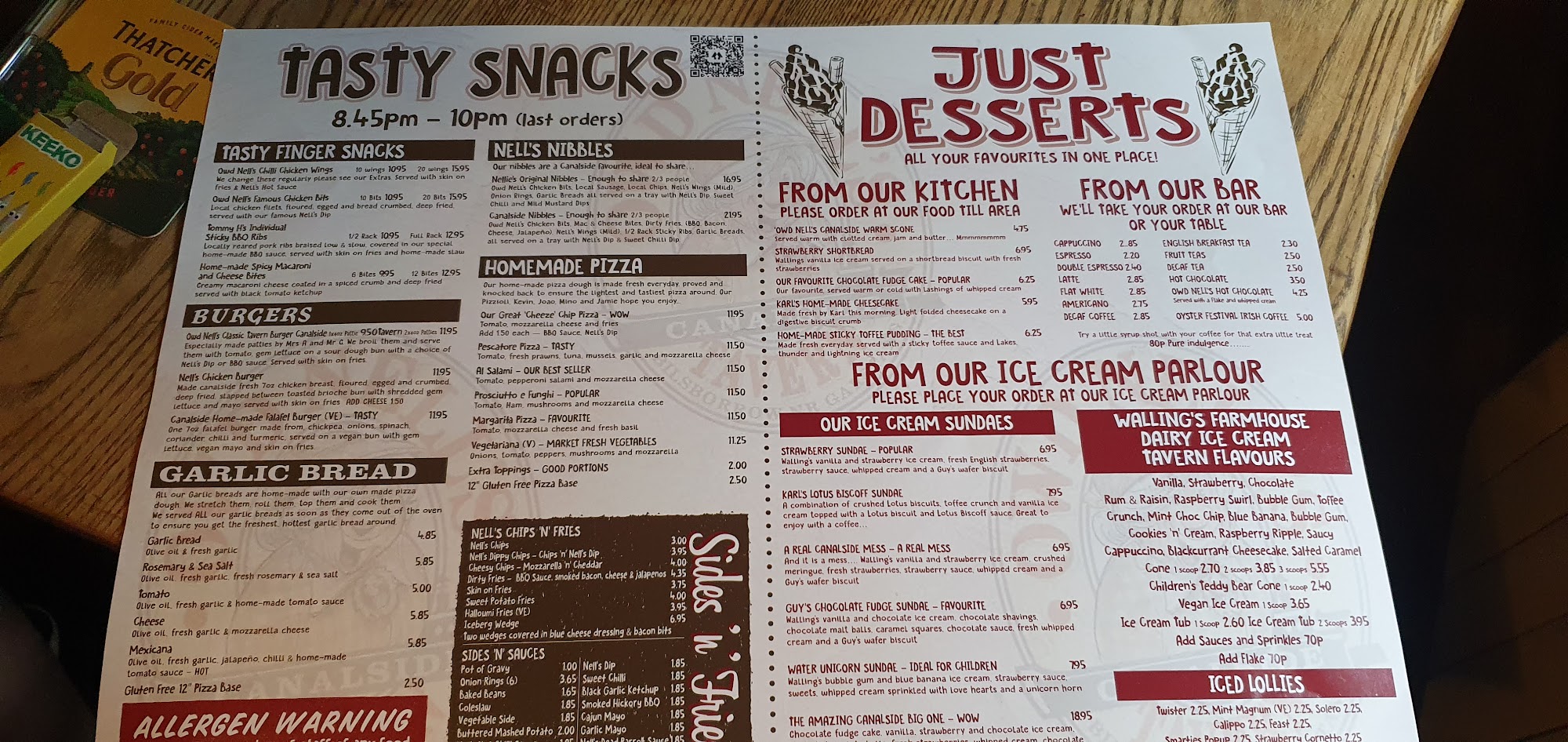 Guy's Eating Establishment Menu