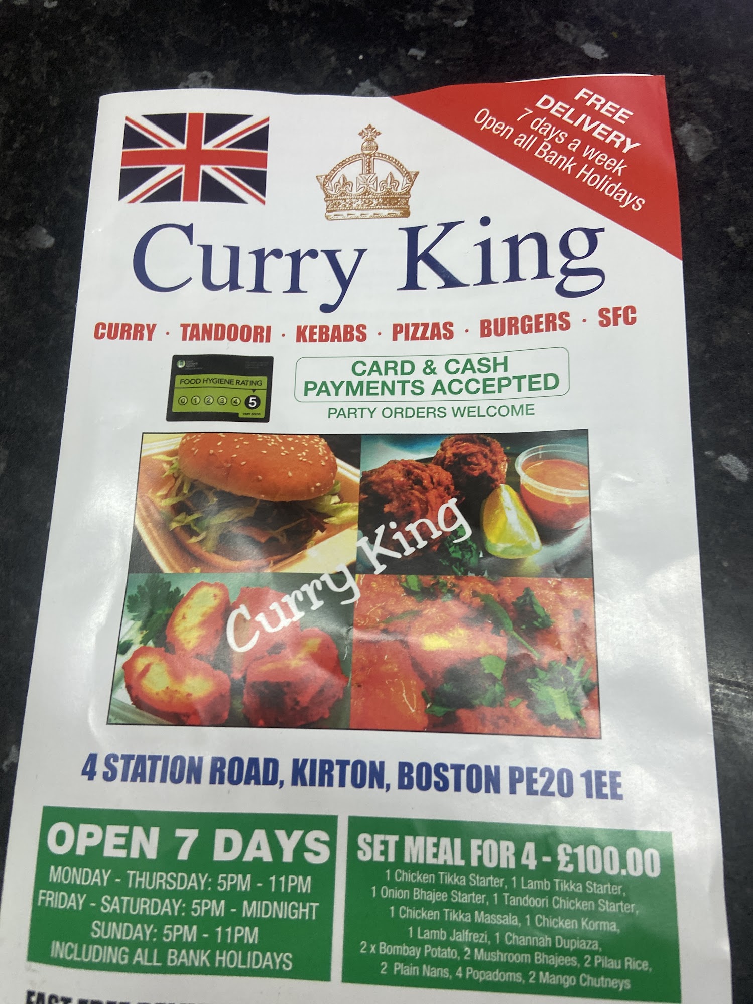 Curry King Menu