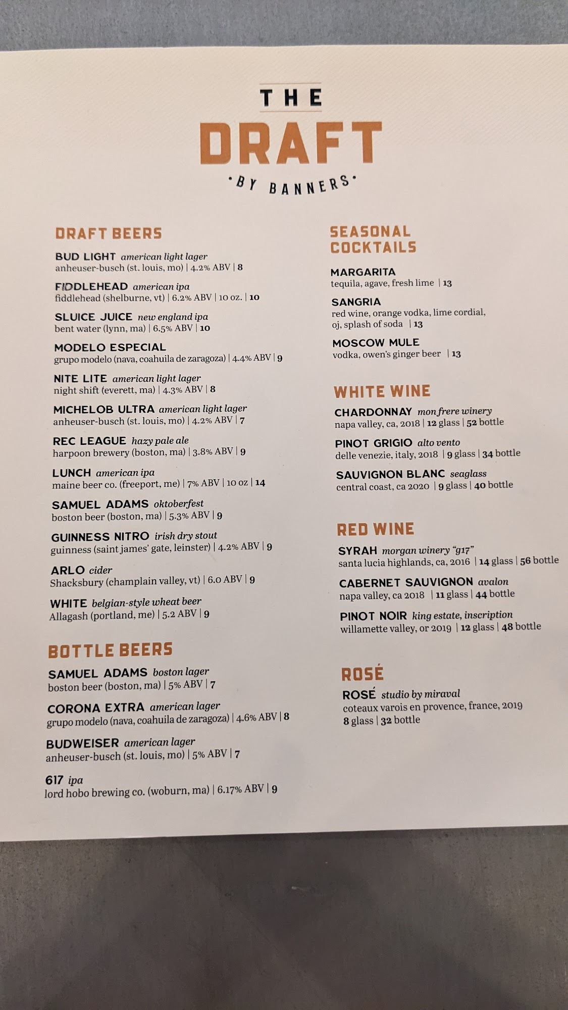 The draft by Banners Menu