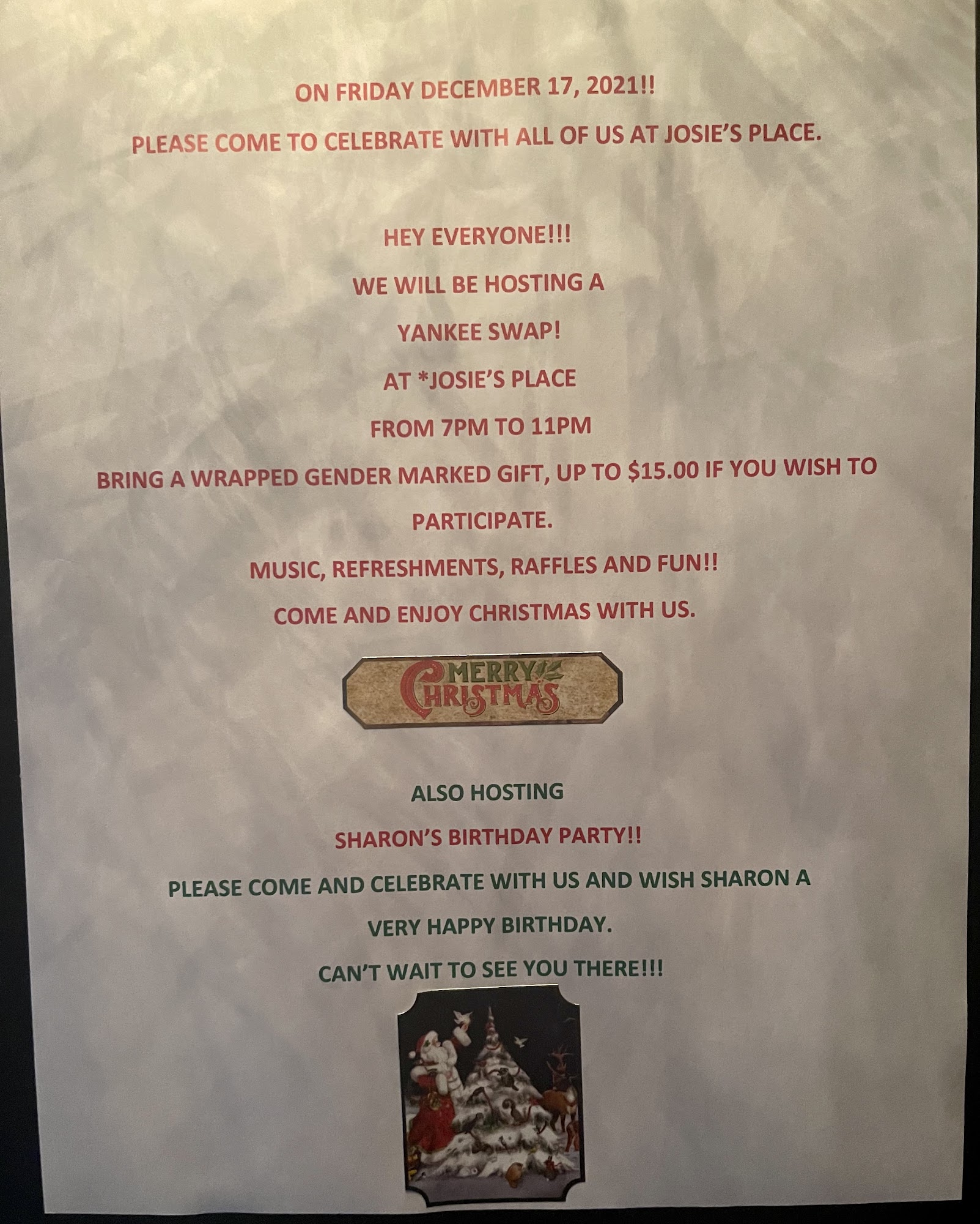 Josie's Place Menu