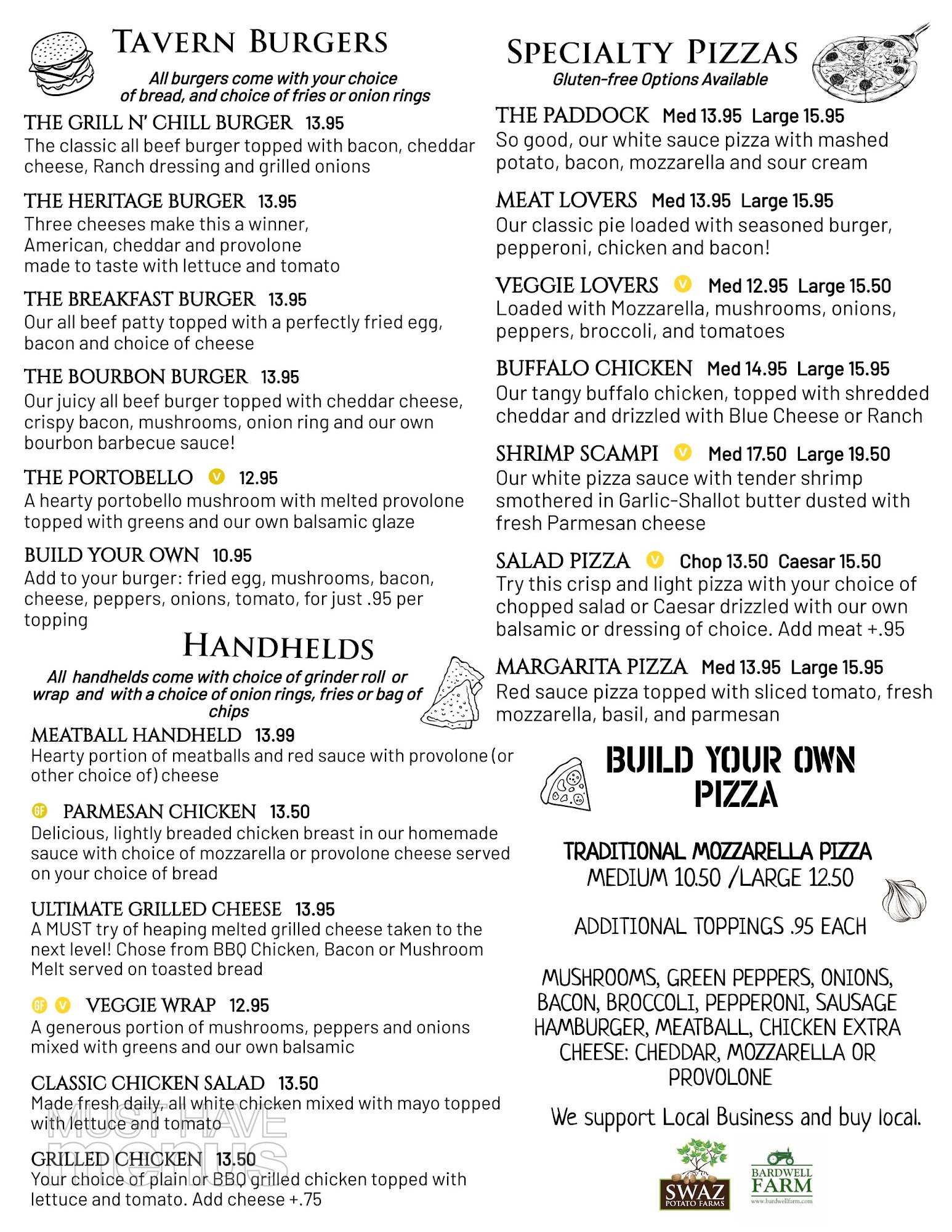 The Heritage Tavern Menu
