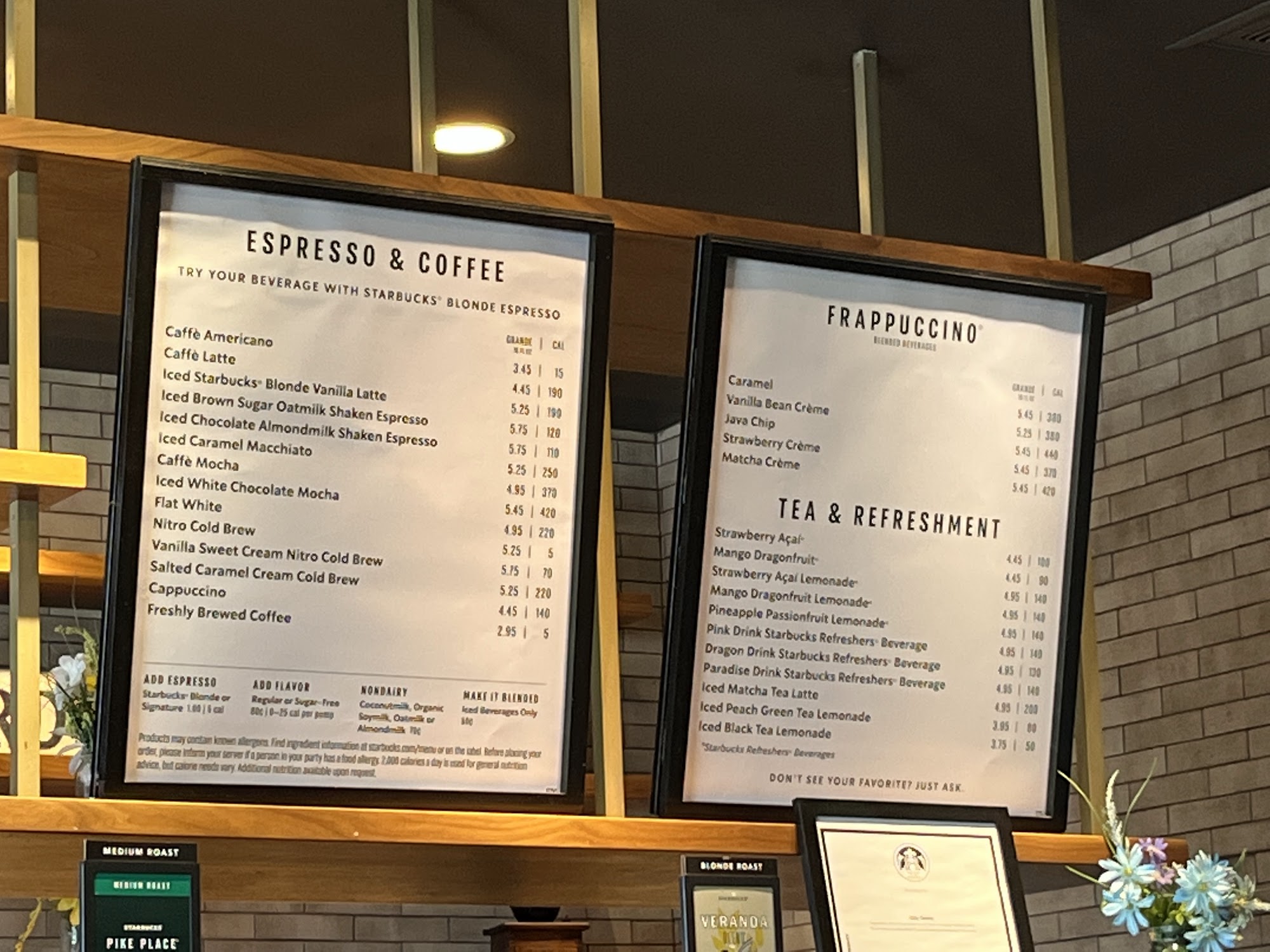 Starbucks Menu