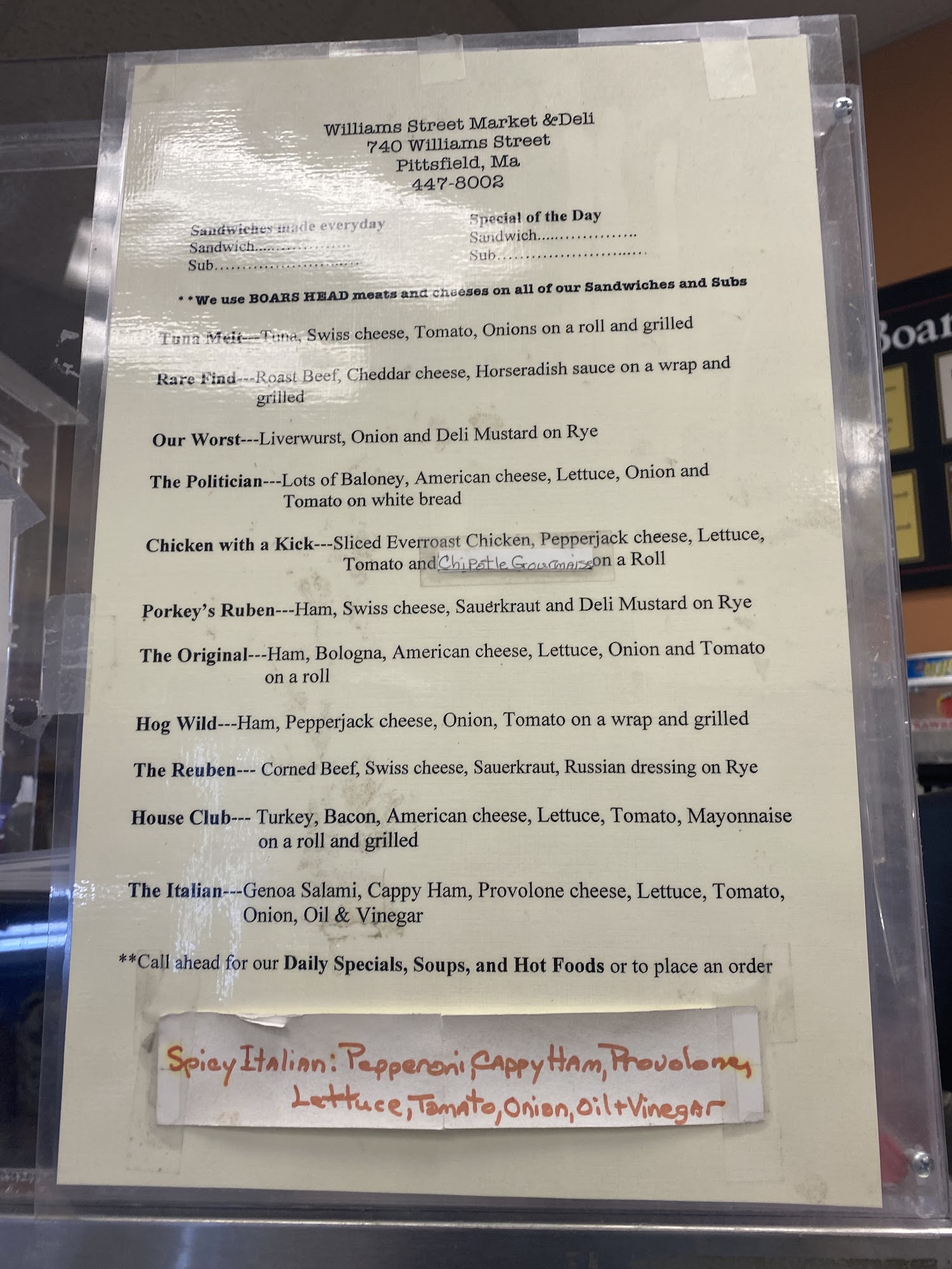 Williams Street Market & Deli Menu