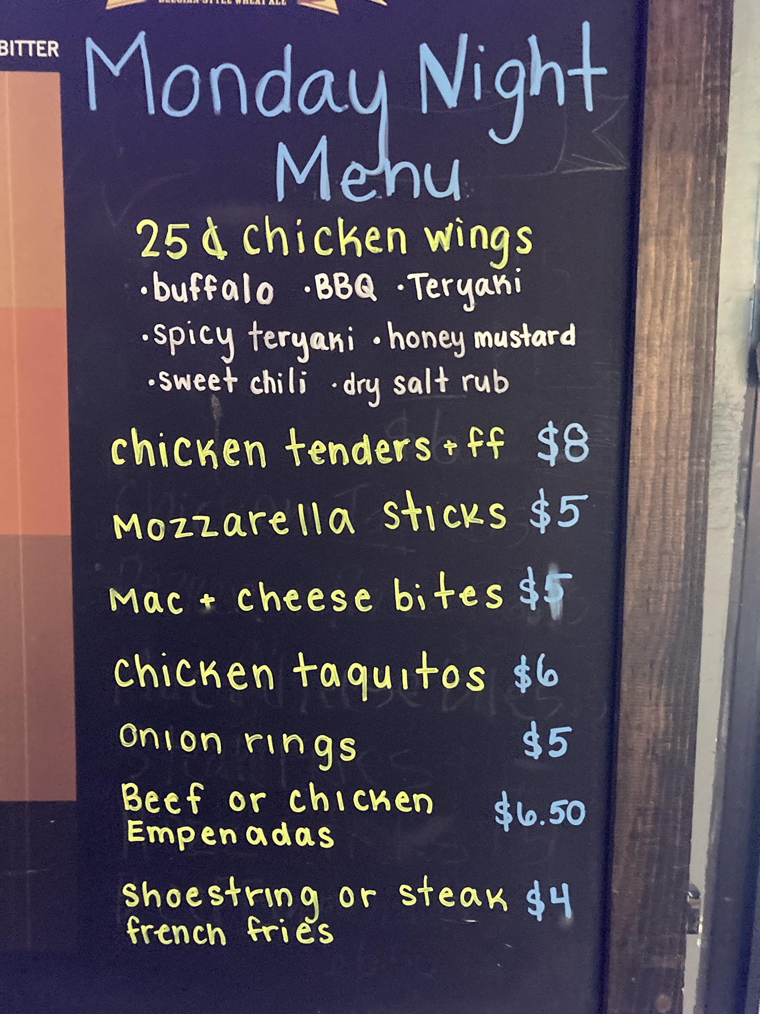Thirsty's Menu