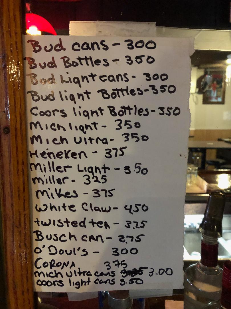 Pleasant Cafe and Bar Menu