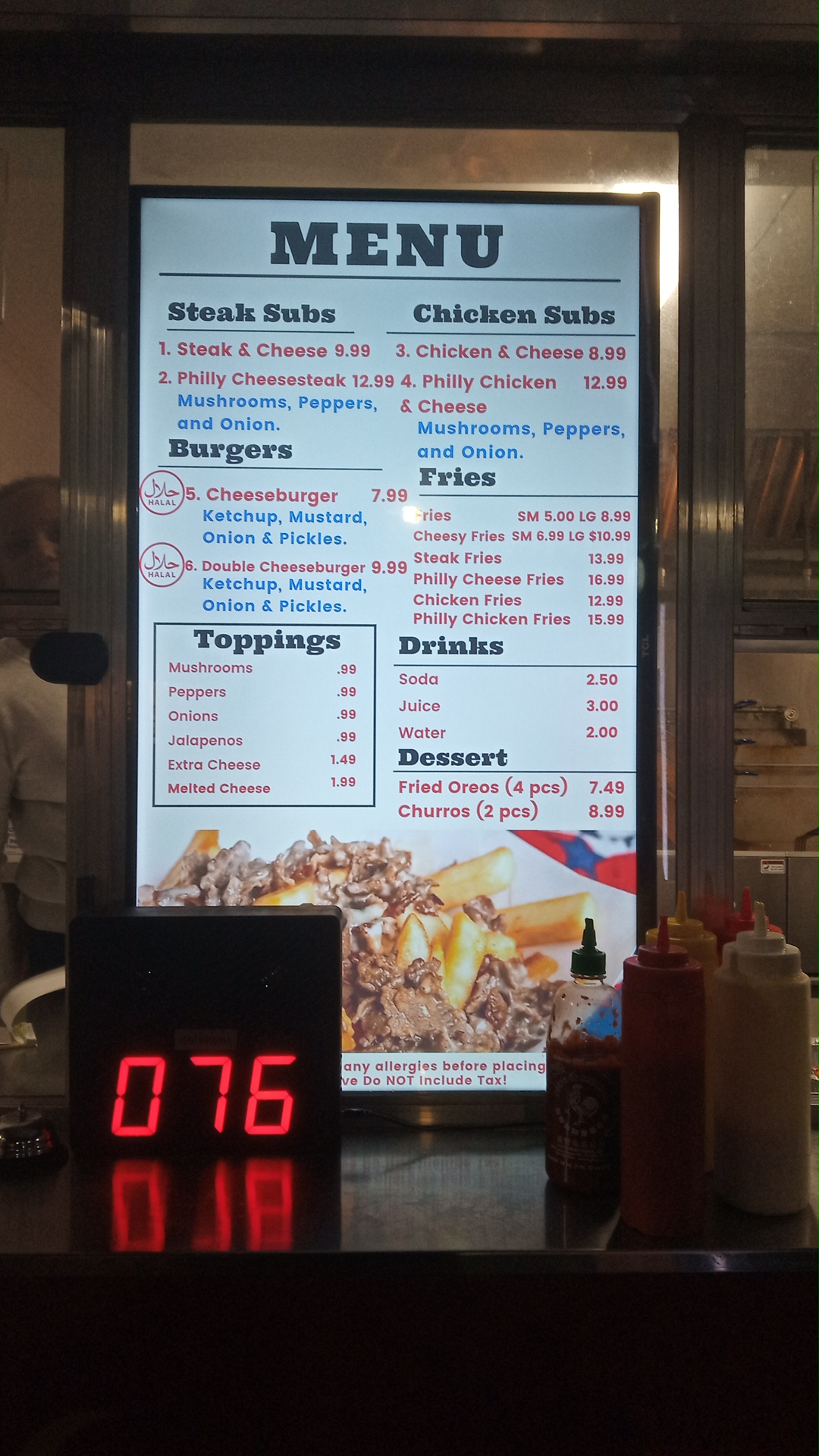 Philly Cheesesteaks Menu