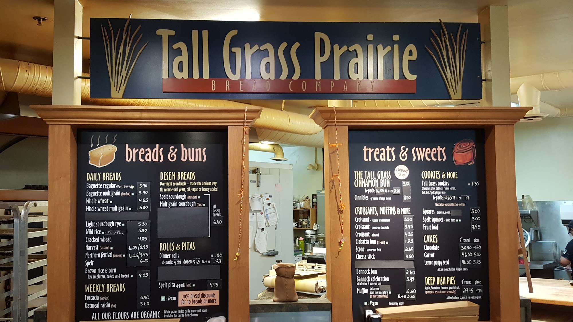 Tall Grass Prairie Bread Company Menu