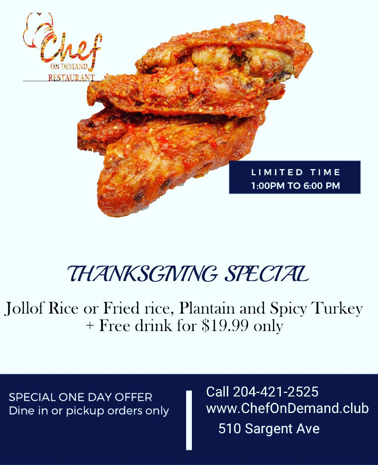 Chef On Demand African Restaurant Menu