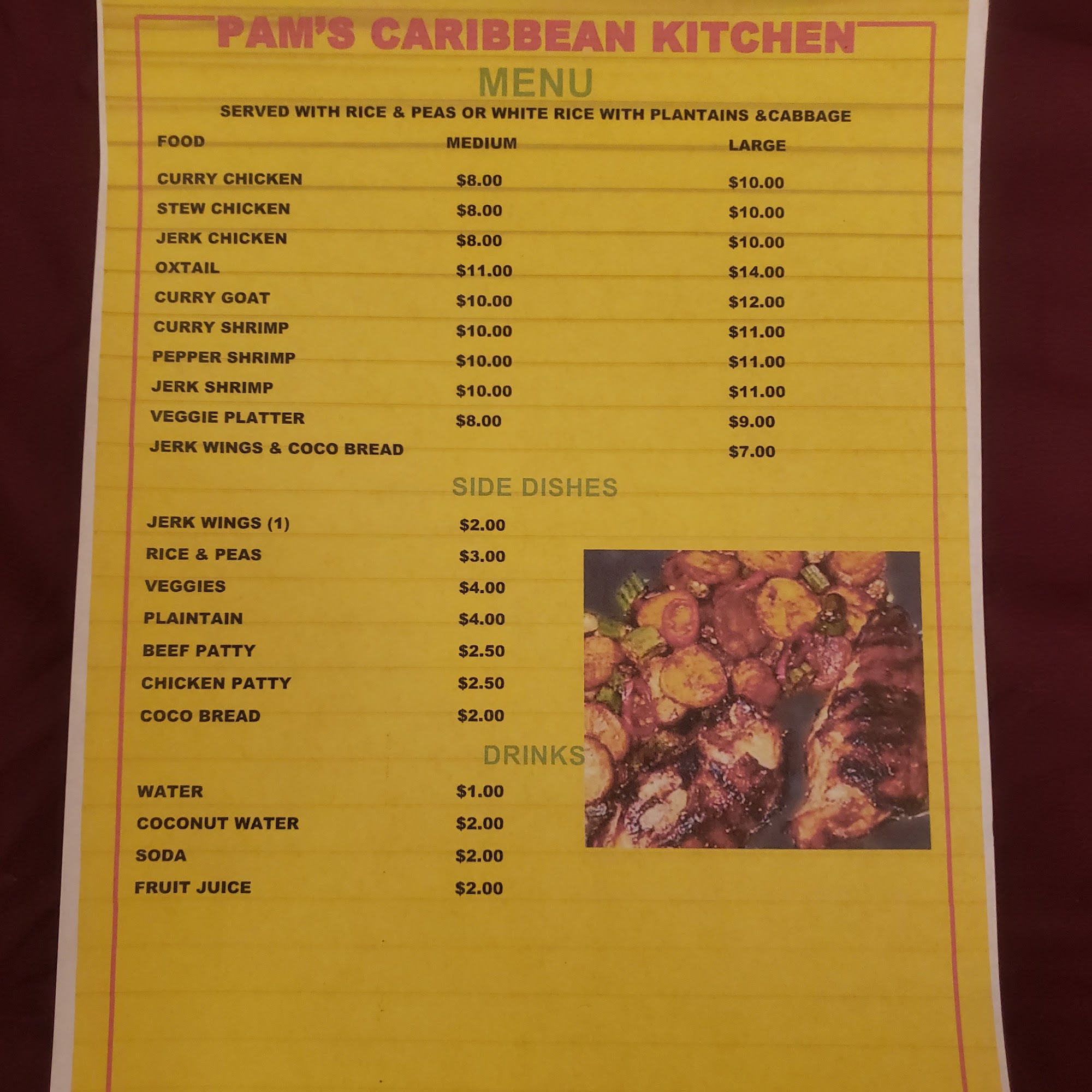 Pam's Caribbean kitchen Menu