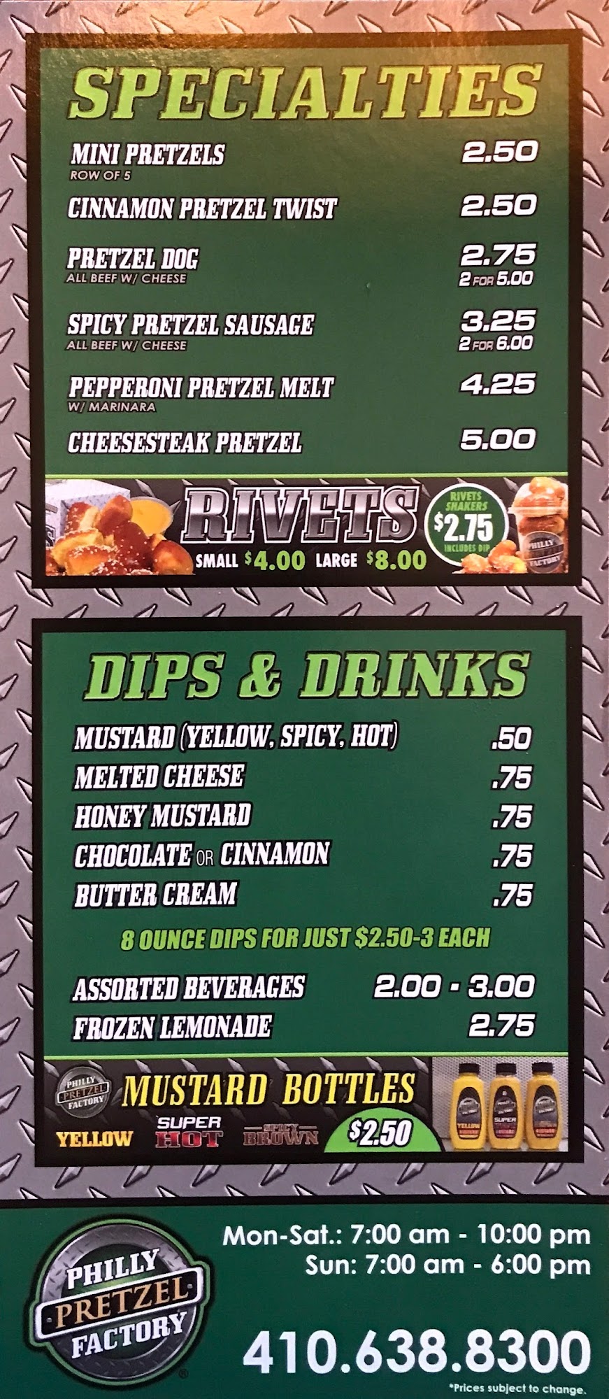 Philly Pretzel Factory Menu