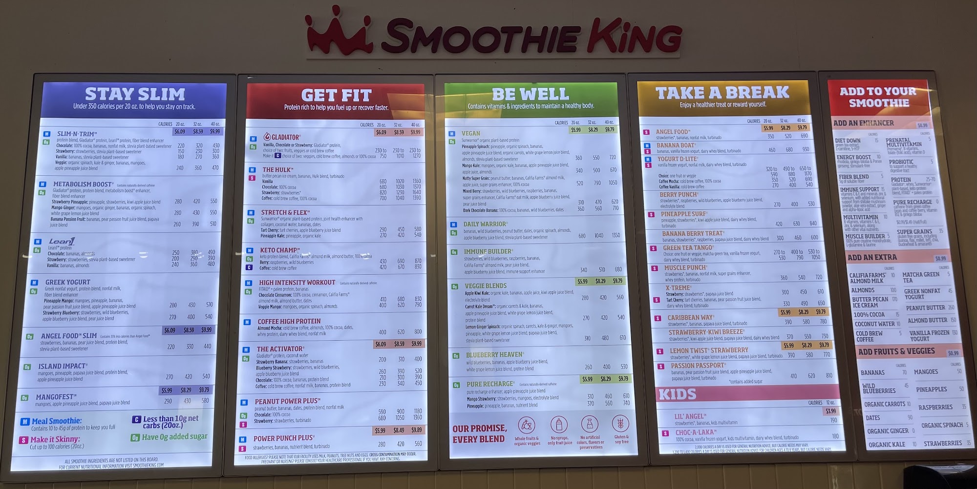 Smoothie King Menu