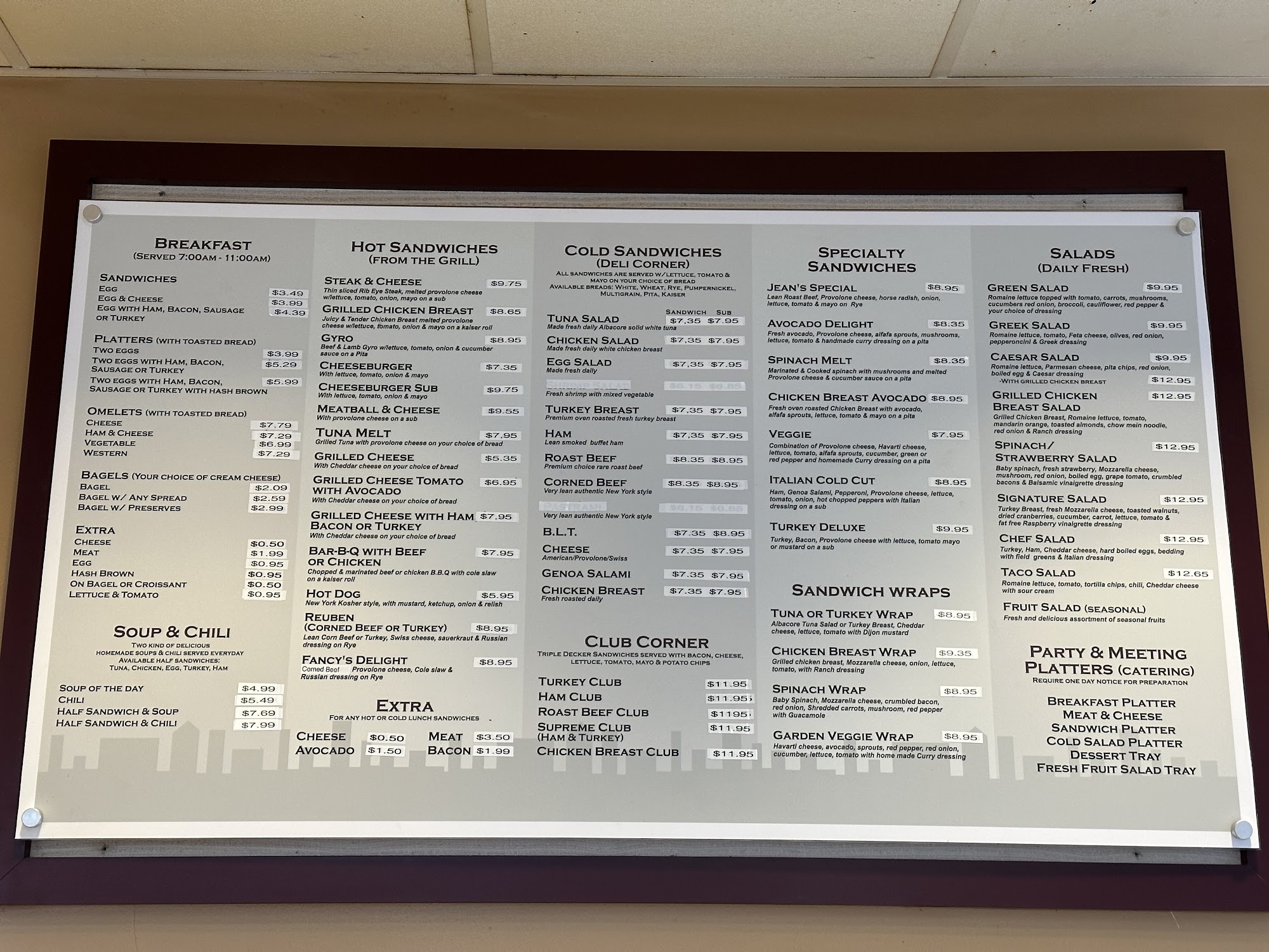 Jean's Deli Menu