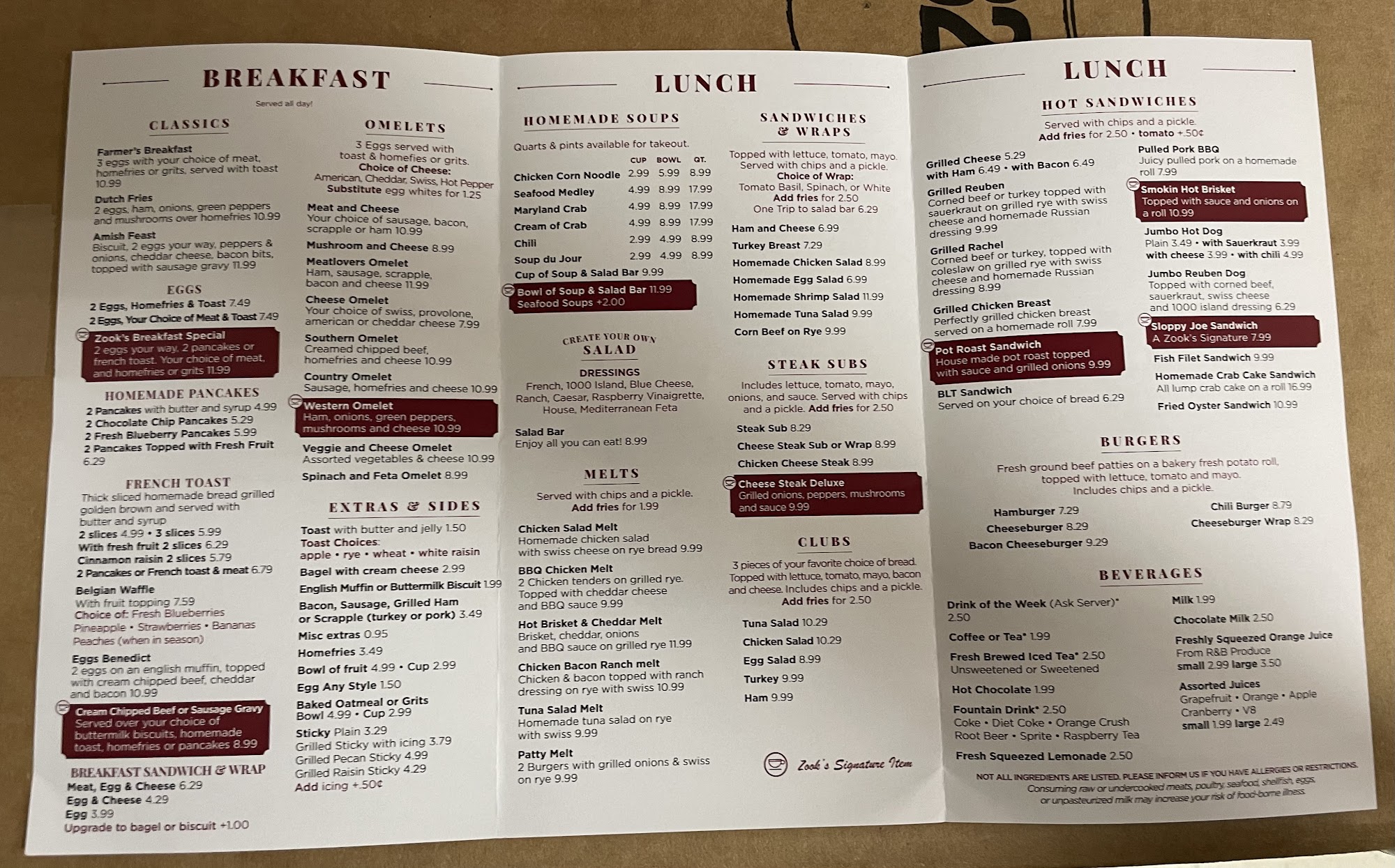 Linny's Kitchen Menu