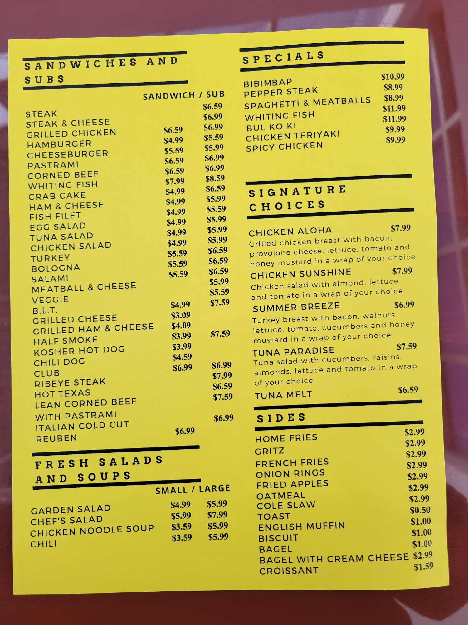 Forest Square Deli Menu