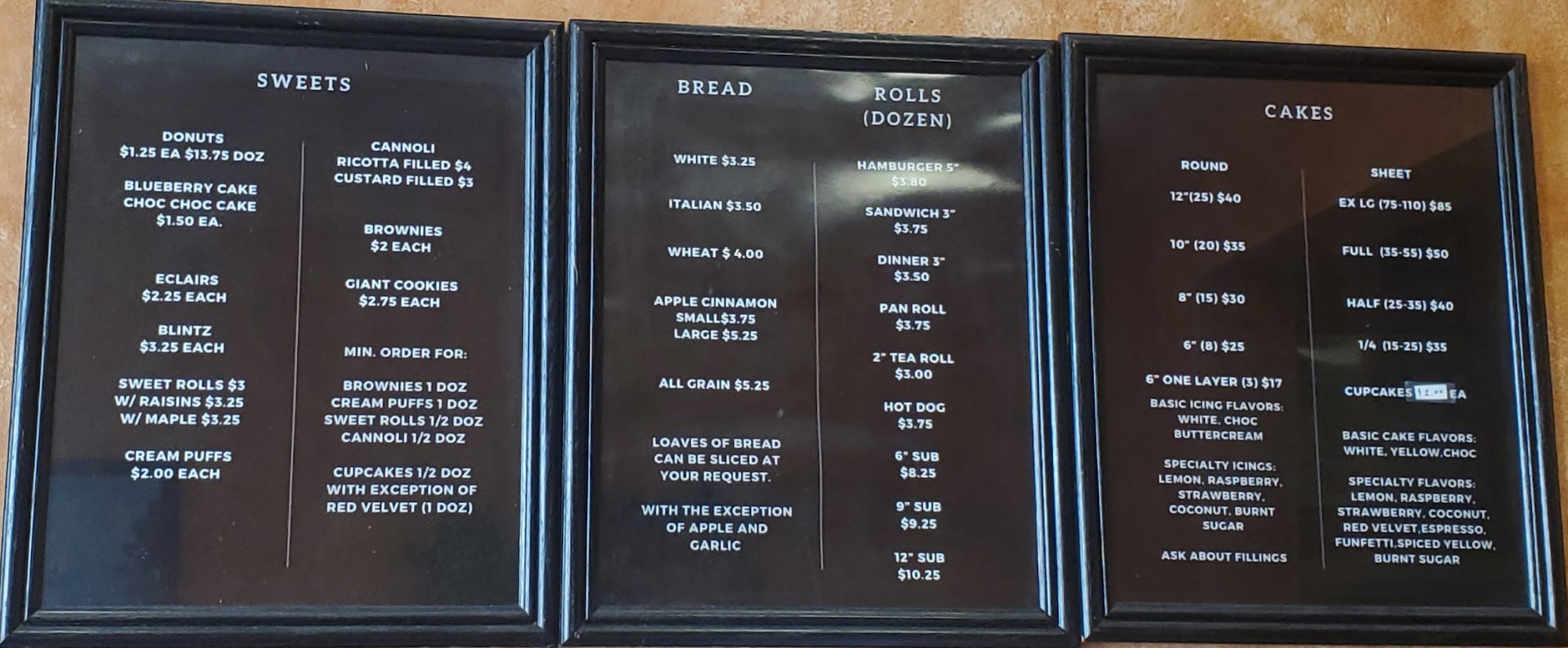 Lorenzo’s Frostburg Bakery Menu