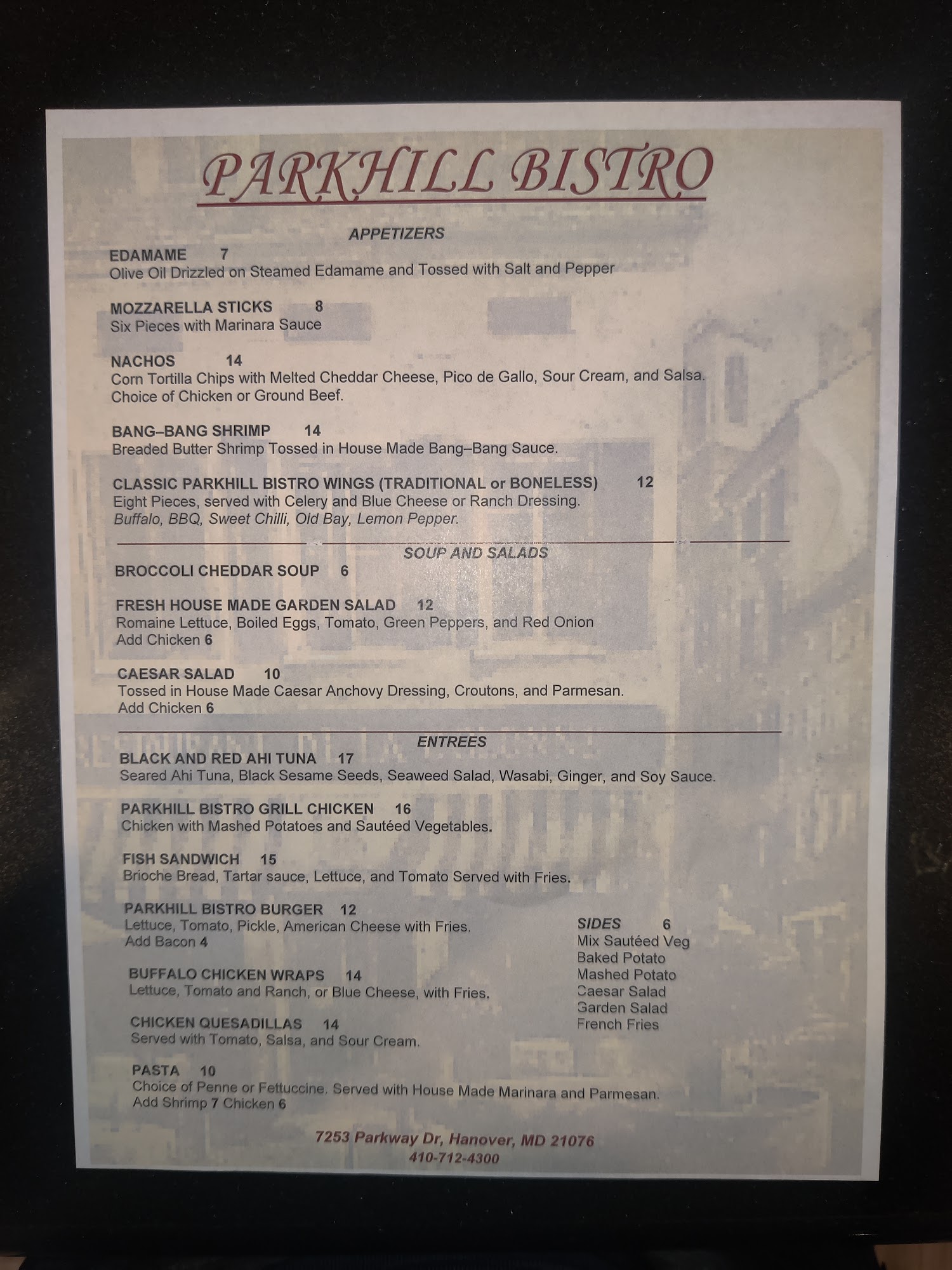 Sparx at Clarion Menu