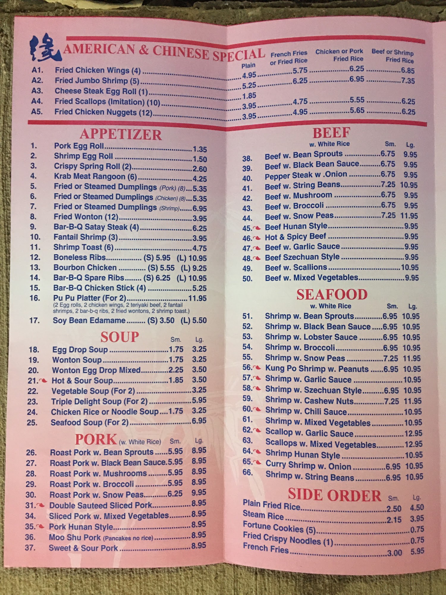 china chef Menu