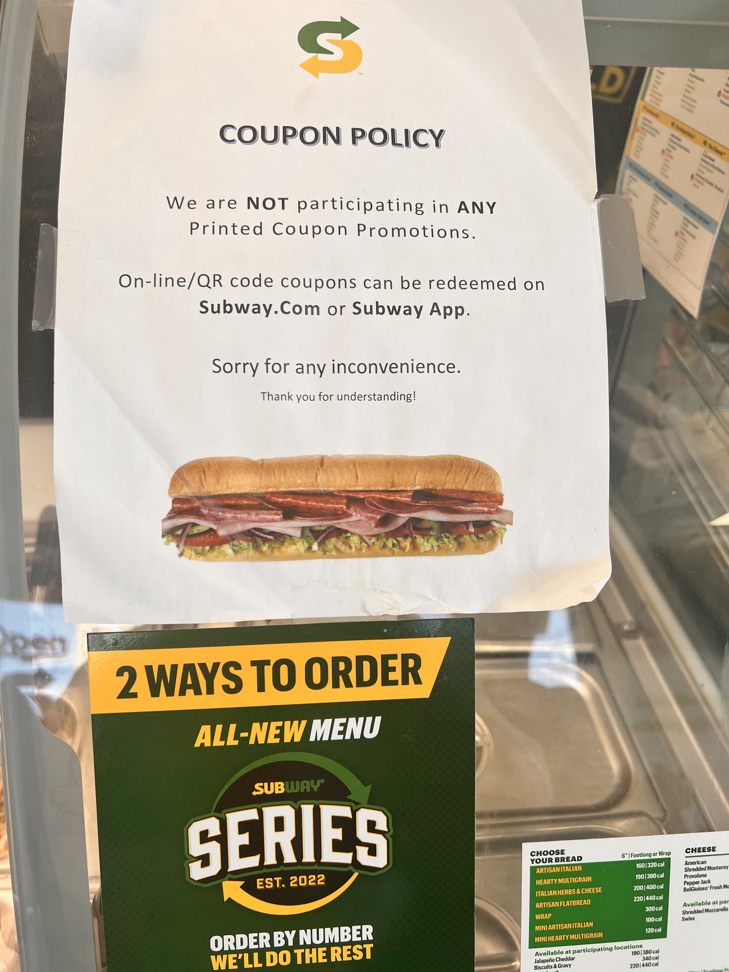Subway Menu