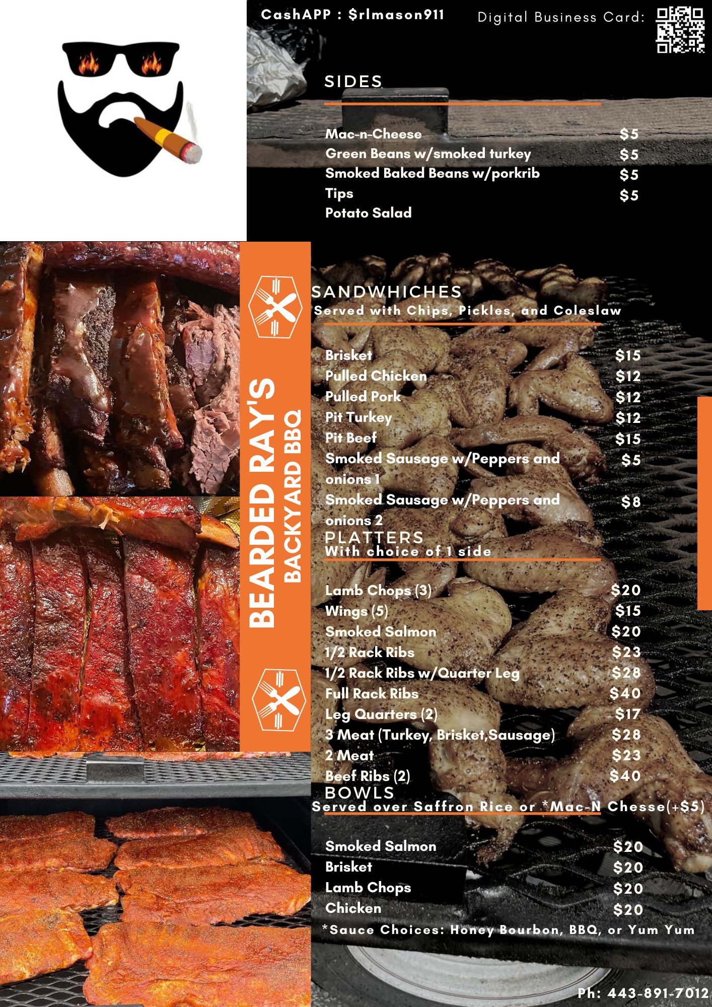 Bearded Ray's Backyard BBQ Menu
