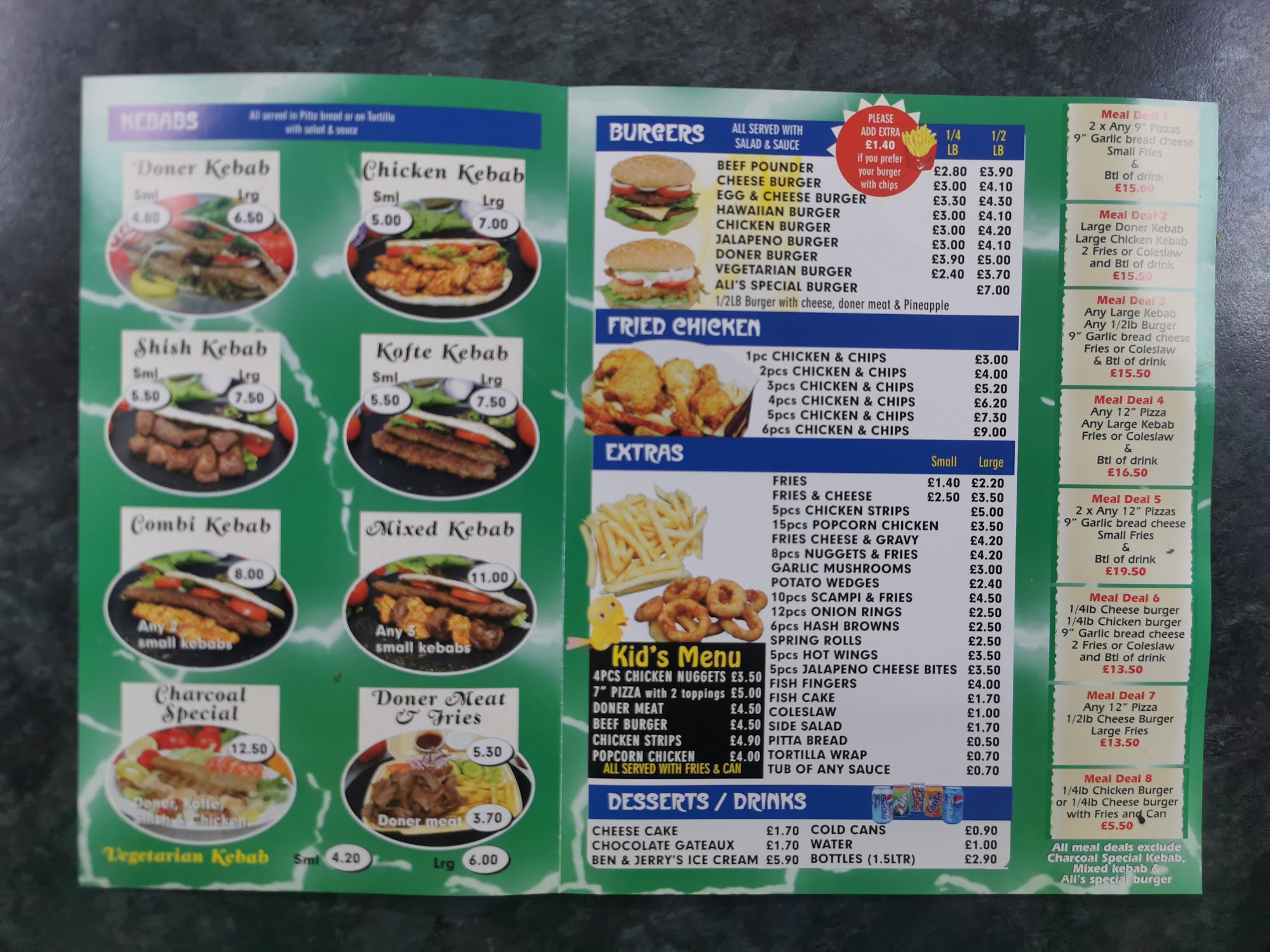 Ali's Kebab House Menu