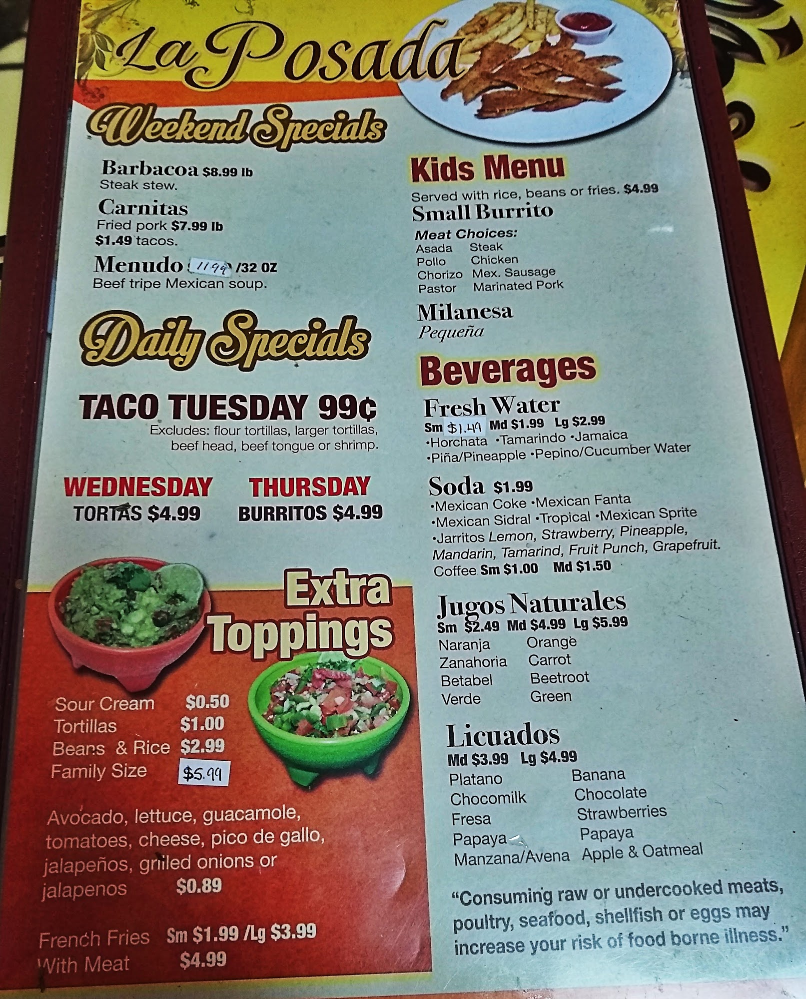 Neveria Guadalajara Ice Cream Shop Menu