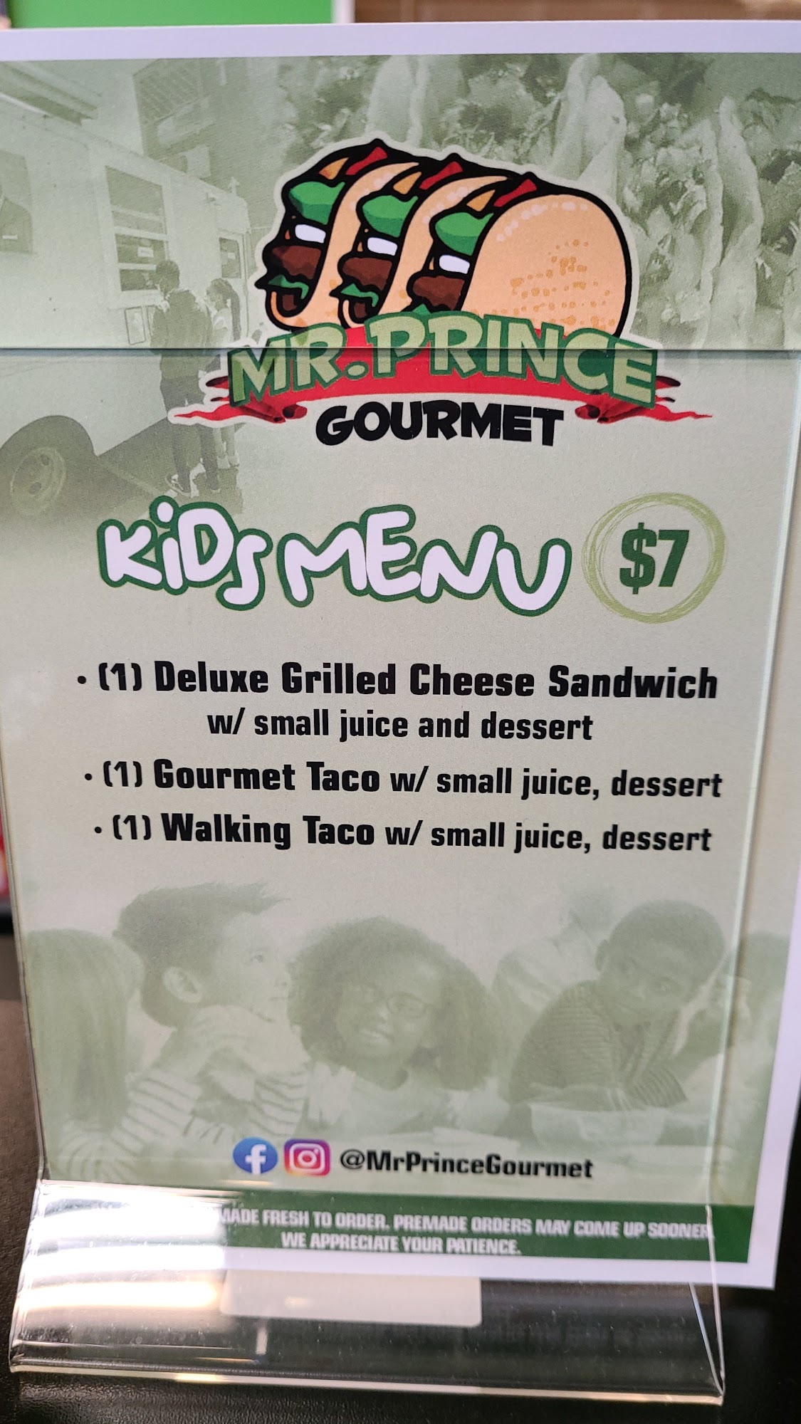 Mr. Prince Gourmet Menu
