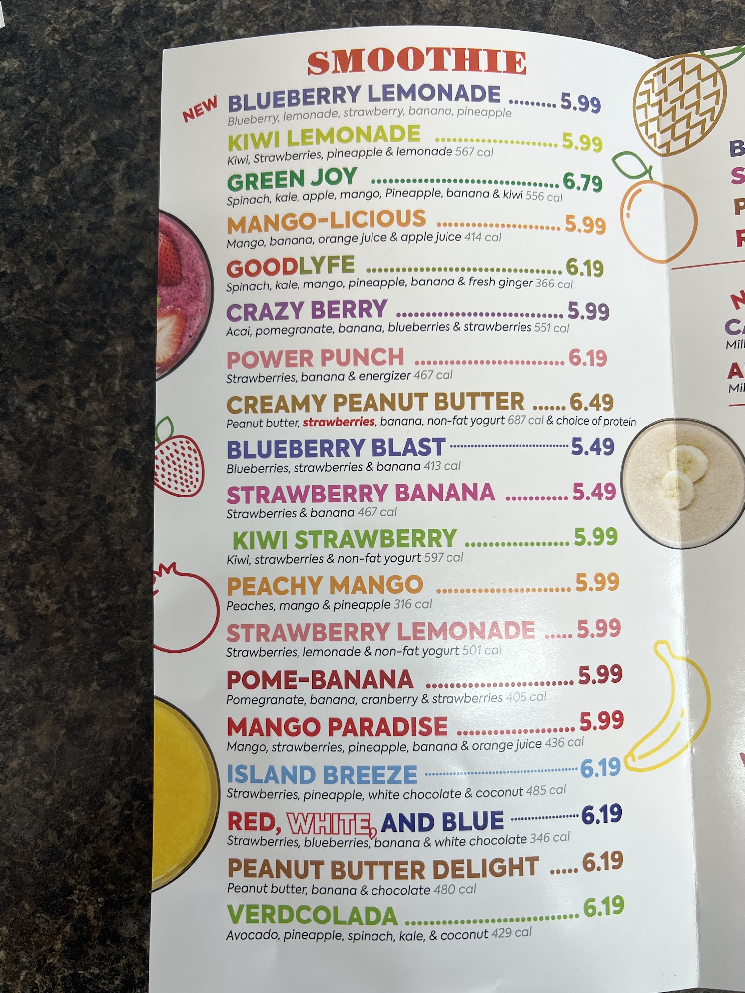 Goodlyfe Smoothie Menu