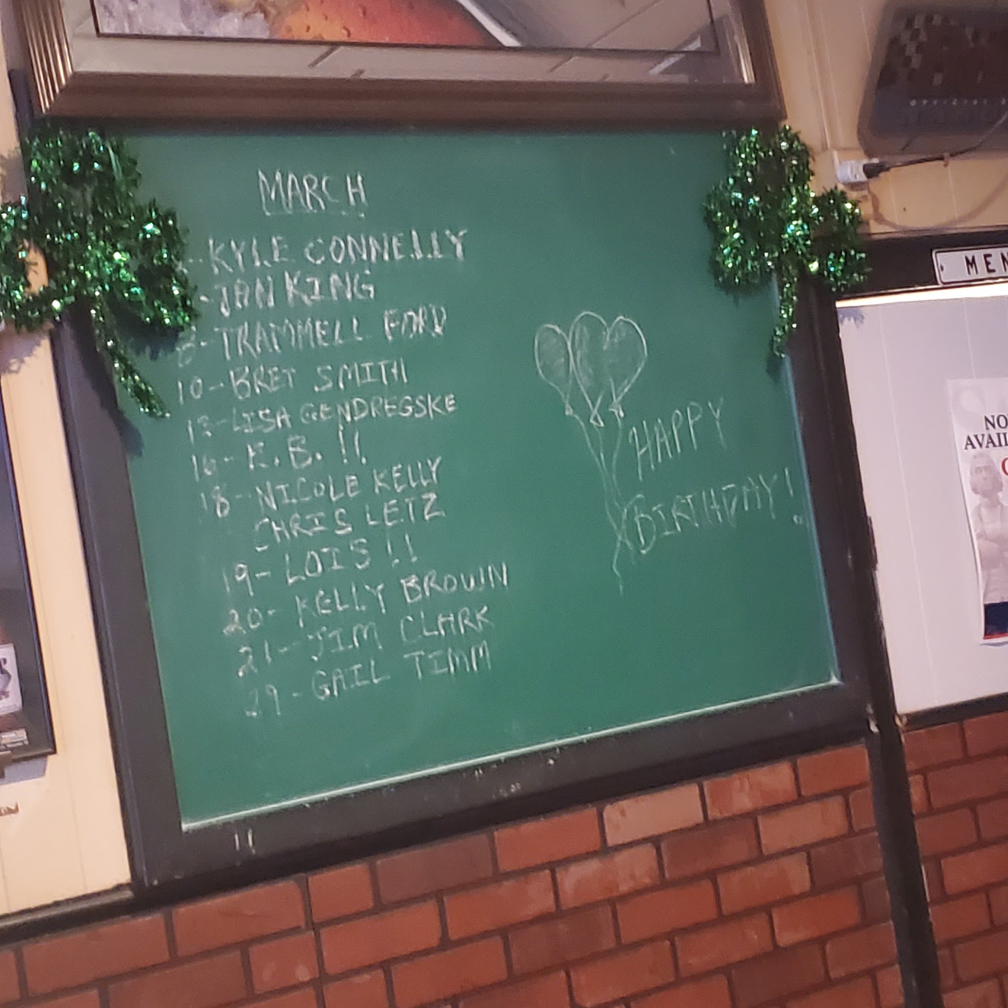 Expressway Bar Menu