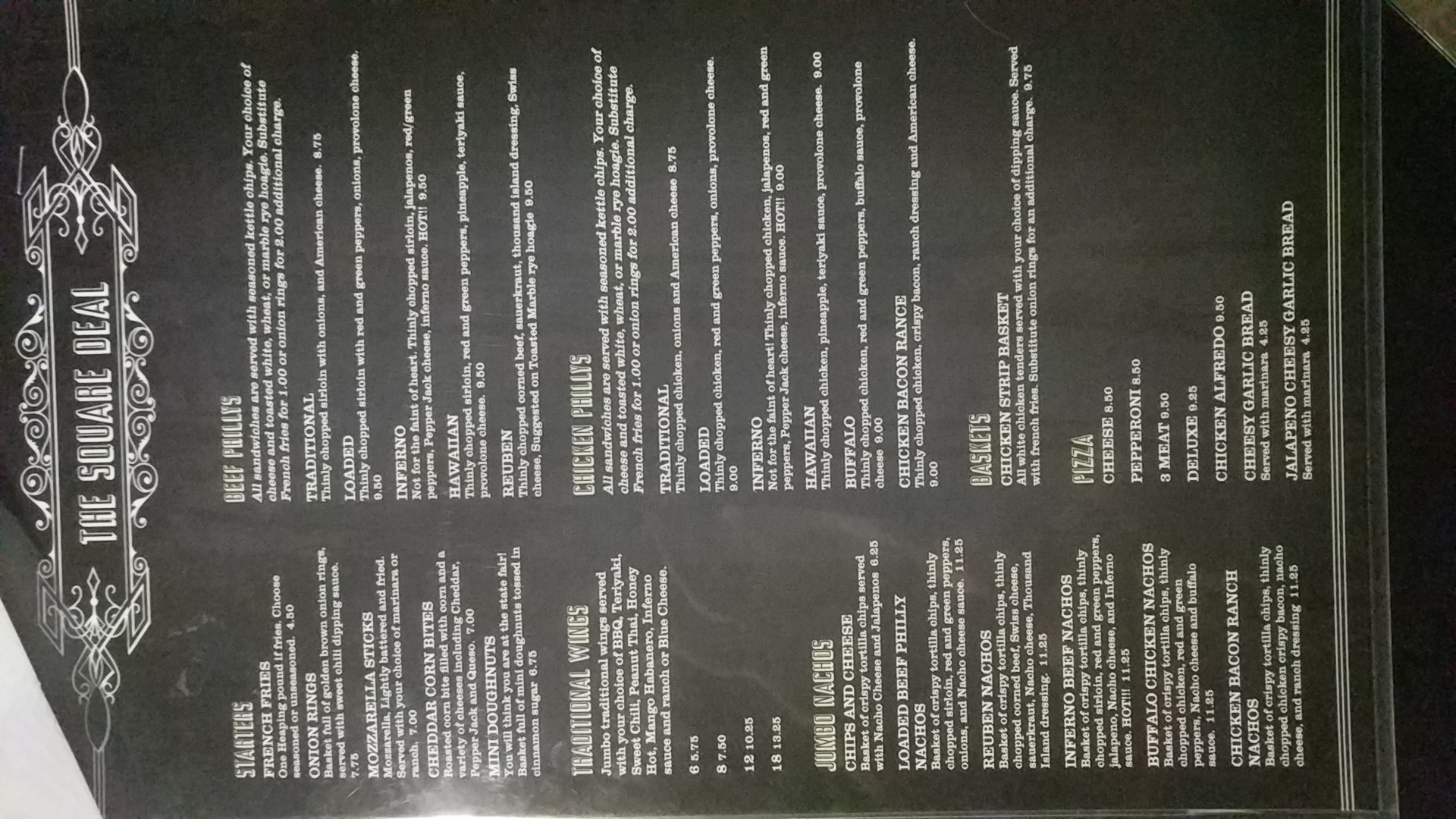 The Square Deal Menu
