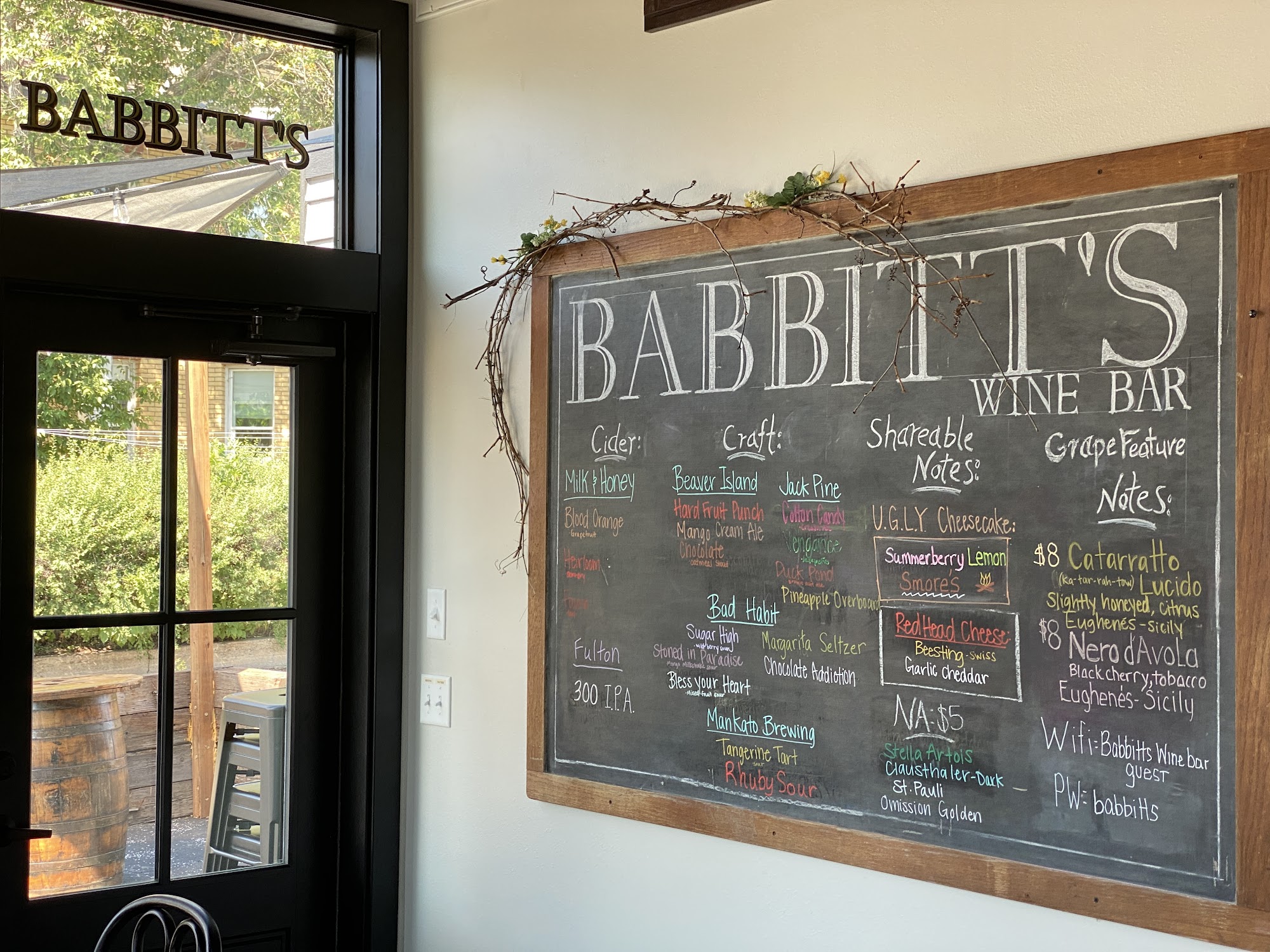 Babbitt's Wine Bar Menu