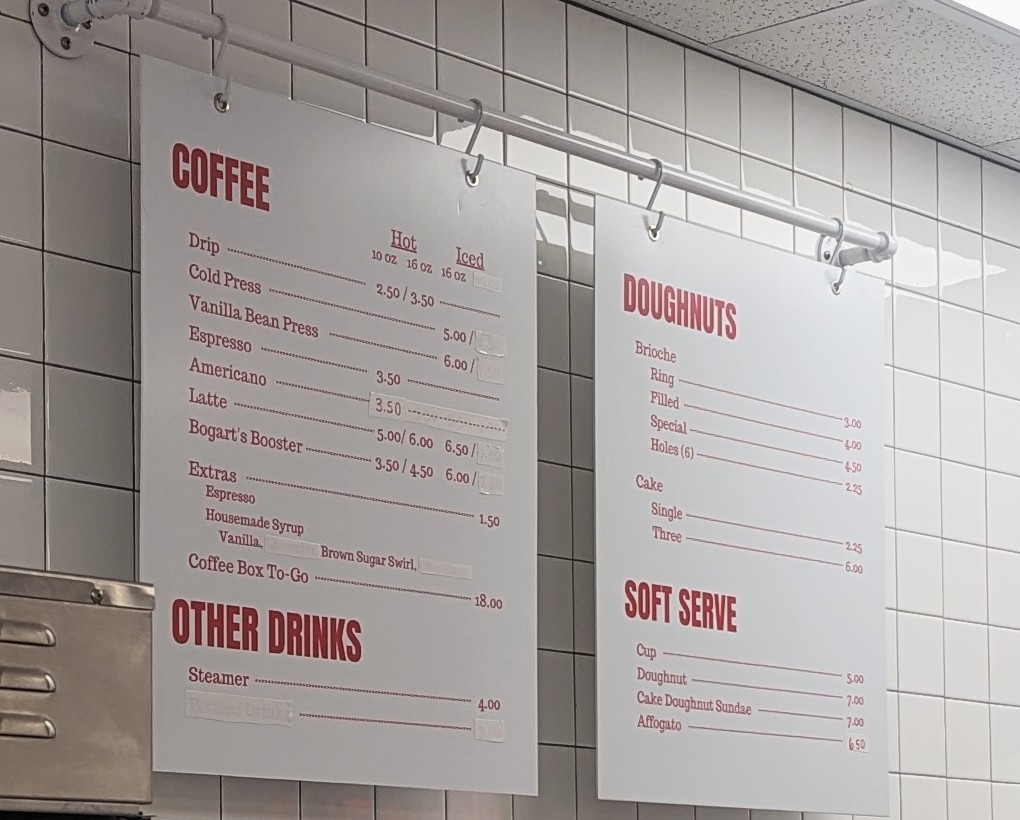 Bogart's Doughnut Co. Menu