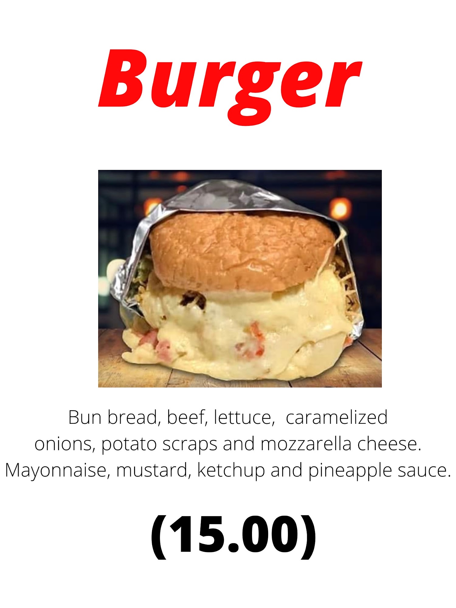La colombianita food truck Menu