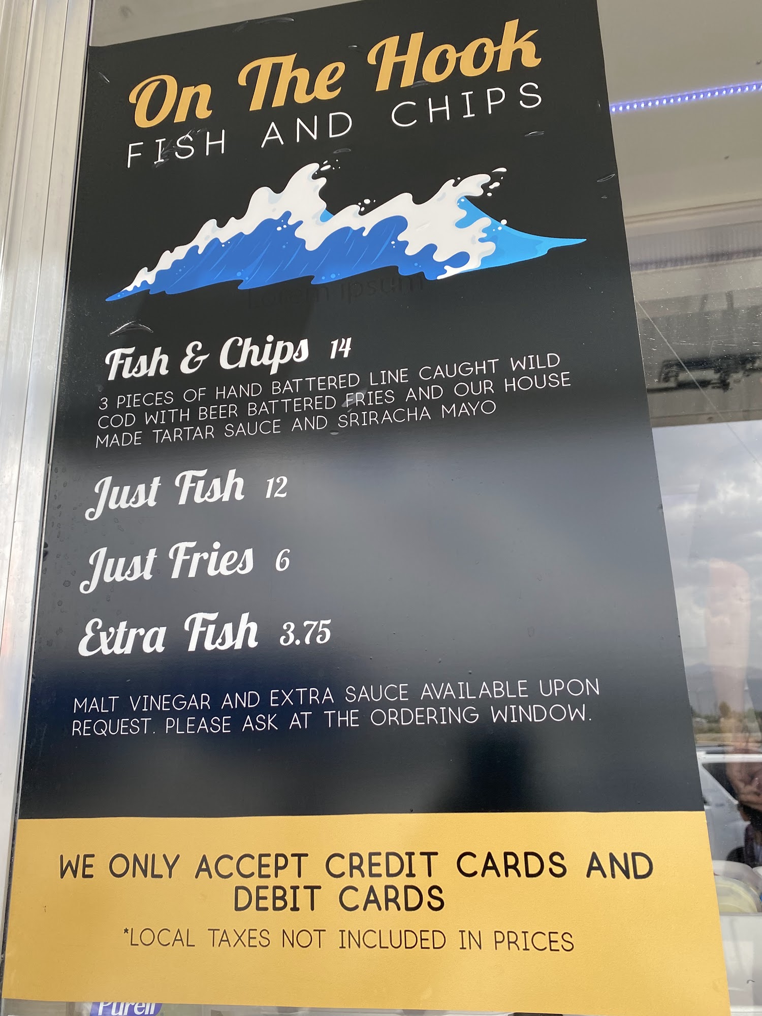 On the hook fish and chips Menu