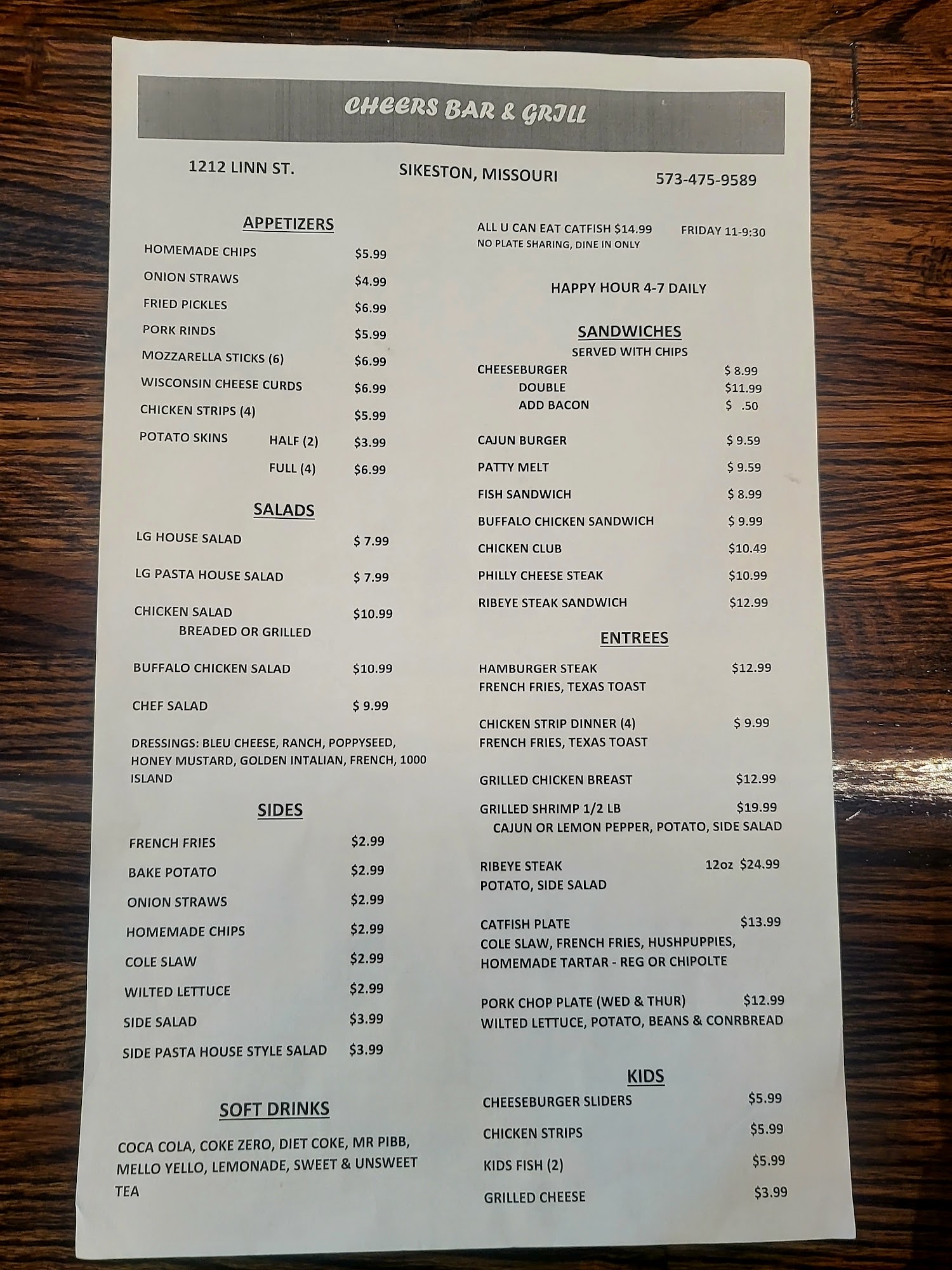 Cheers Bar and Grill, Sikeston Menu, Reviews (78), Photos (27