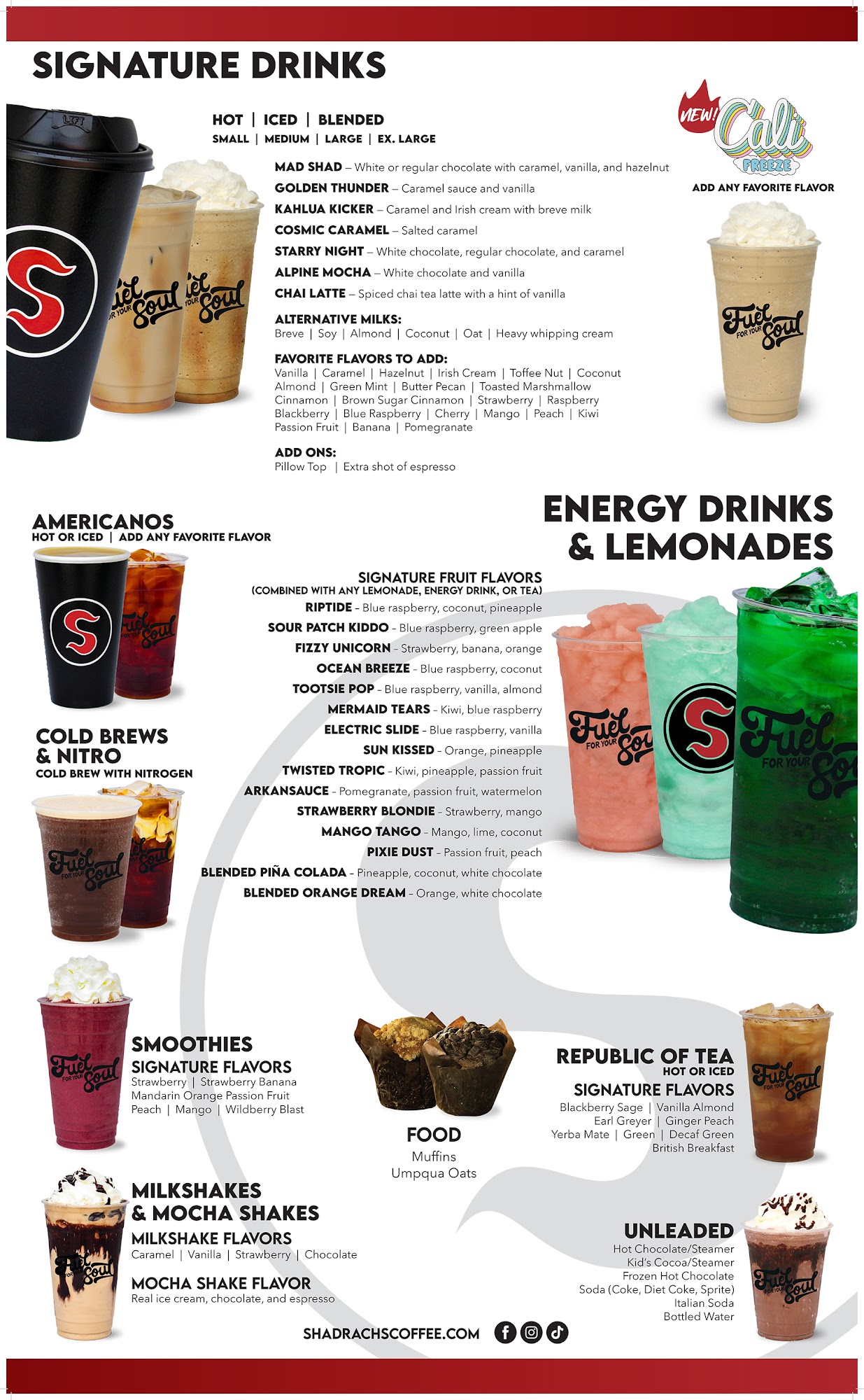 Shadrachs Coffee Oxford Menu