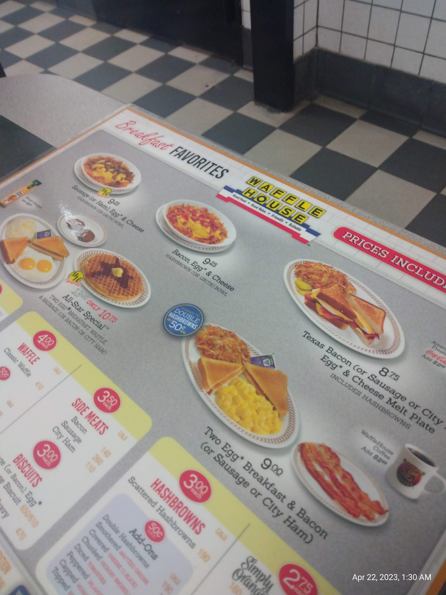 Waffle House Menu